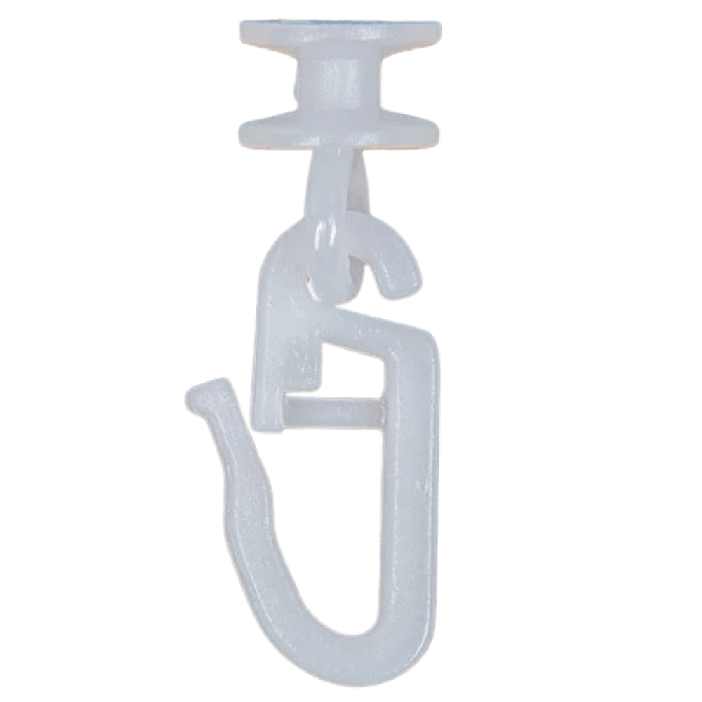 Set 50 Carlige Perdea 2 în 1, Compatibile cu Sine Plate, Plastic Rezistent, Culoare Alb - HASEPE