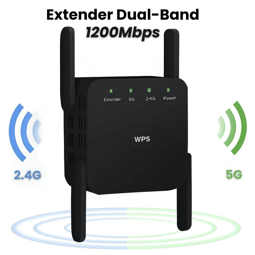 Range Extender WiFi HASEPE, Amplificator Wireless 1200 m², Suporta 80 Dispozitive, 4 Antene Puternice, Port Ethernet, Semnal Stabil, Instalare WPS Rapida, Compatibil Universal - HASEPE