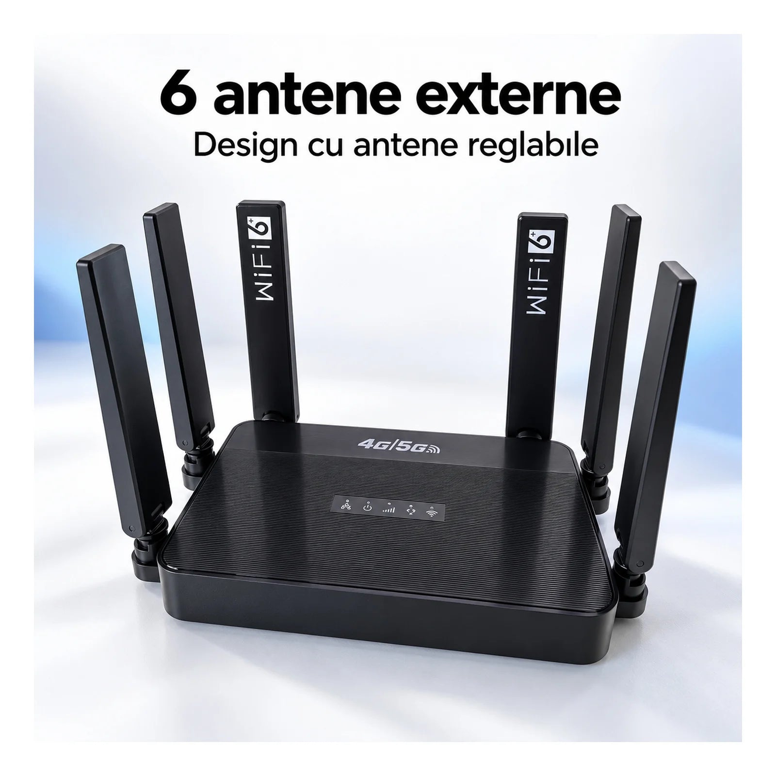 Router Wireless HASEPE® Router 4G LTE Cu Slot SIM, 300 Mbps, 2.4 GHz, 6 Antene, Baterie 5000 mAh
