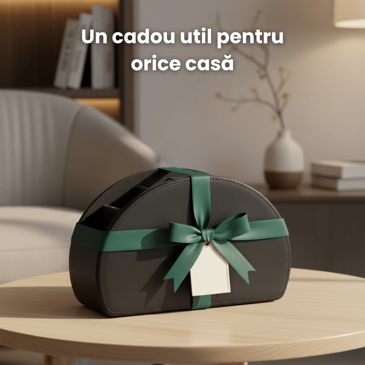 Suport Telecomenzi HASEPE Cu 5 Compartimente Din Piele Ecologica PU, Organizator Telecomenzi Pentru TV Si Media Player, Suport Telecomanda Pentru Ochelari, Telefon Sau Pixuri, Design Elegant Cu Textur - HASEPE