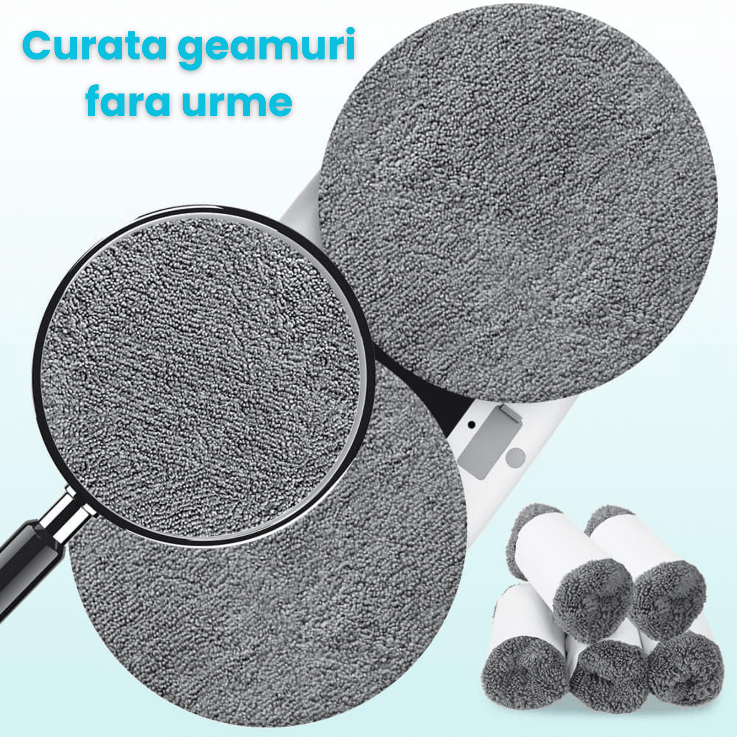 Set 8 lavete microfibra pentru robot curatare geamuri, compatibile 14 cm, lavabile si reutilizabile, set tampoane schimb pentru stergere eficienta - HASEPE