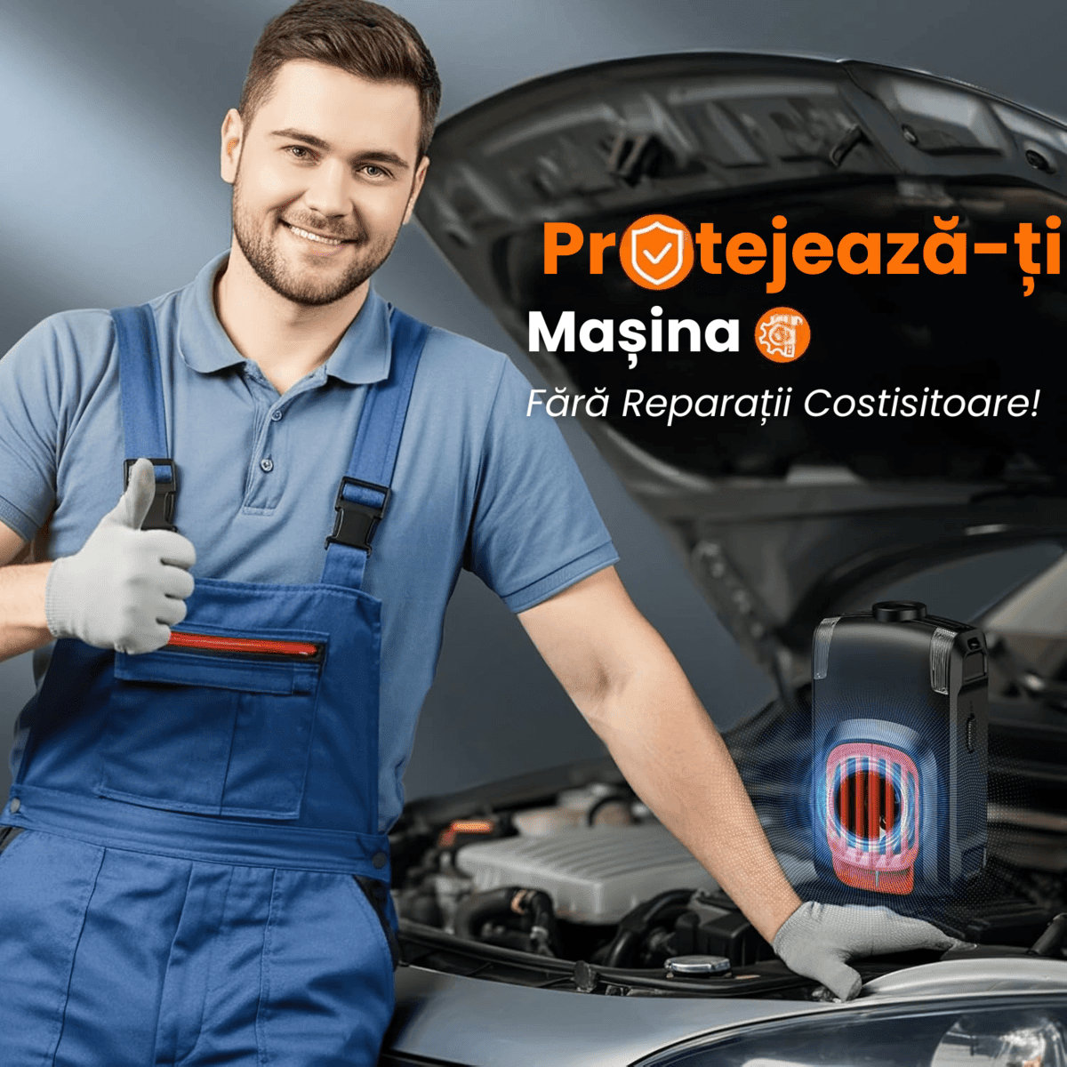 Aparat Anti Rozatoare Auto HASEPE, Anti Soareci si Sobolani, Protectie Motoare Masini, Ultrasunete si LED Intermitent, 2 Alimentari (Baterie/12V), Mod Auto Standby, Negru - HASEPE