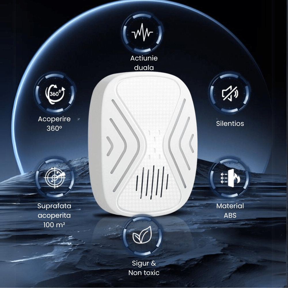 Aparat Repelent Ultrasunete si Electromagnetic HASEPE, Anti Rozatoare, Gandaci si Tantari, Protectie 360°, Nivele Reglabile, Fara Chimicale, Sigur pentru Copii si Animale, Alb - HASEPE