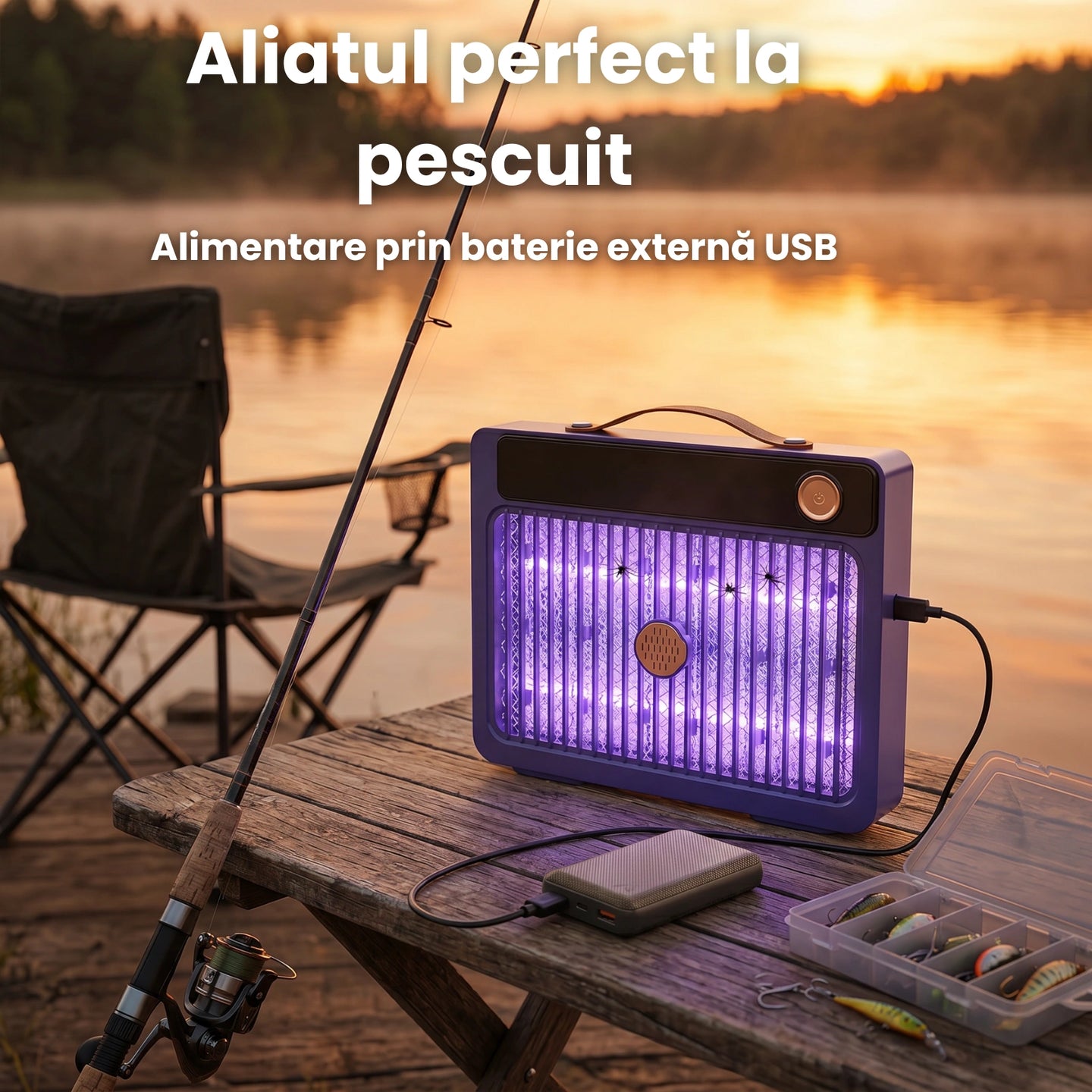 Aparat Anti Insecte HASEPE® 5W, Lampa Anti Tantari Cu Alimentare USB, Aparat Anti Insecte Electric Portabil