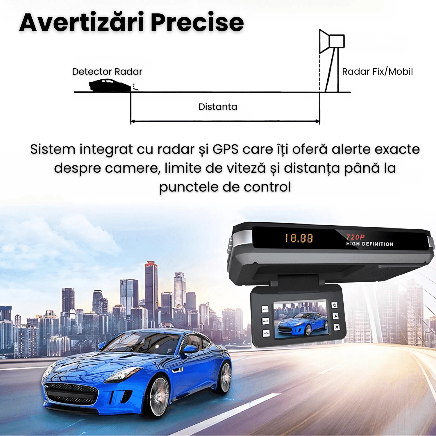 Detector Radar si Camera Auto DVR HASEPE 2 in 1, Full HD, Night Vision, G - Senzor, Inregistrare Bucla, Unghi 170°, Ecran 2.0” LCD, Avertizare Radar - HASEPE