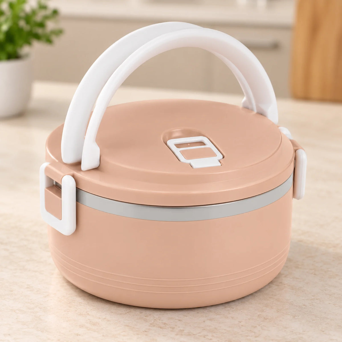 Caserola Termica HASEPE® Rotunda, 500 ml, Roz, Interior din Otel Inoxidabil