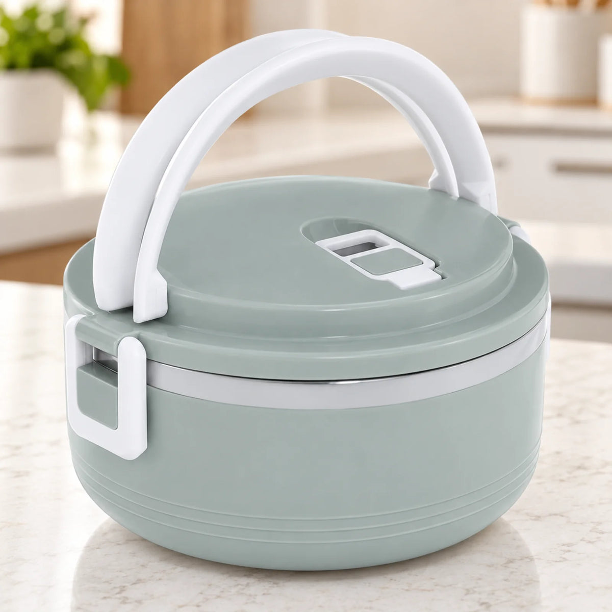 Caserola Termica HASEPE® Rotunda, 500 ml, Gri, Interior din Otel Inoxidabil