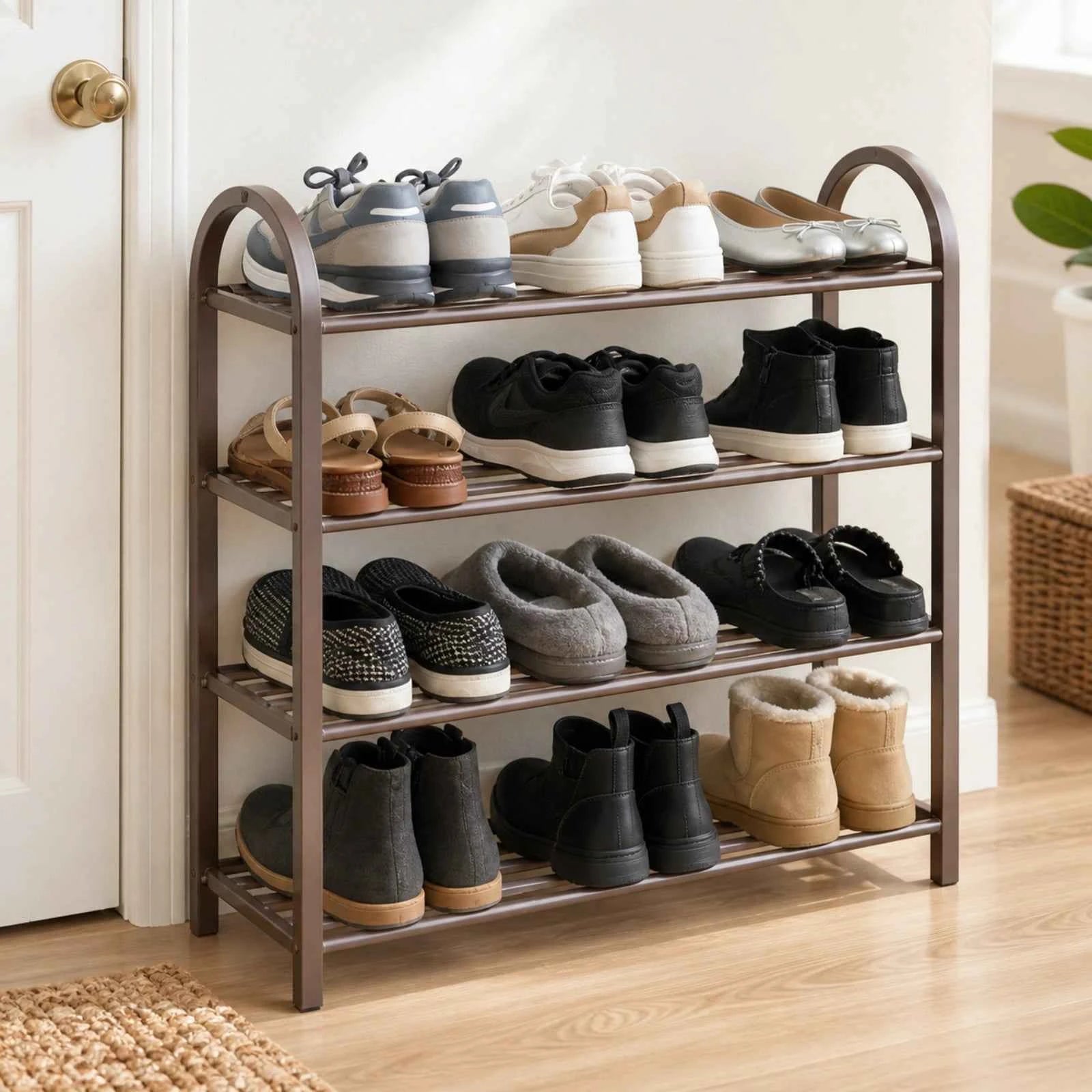 Dulap Pantofi HASEPE® Cu 4 Rafturi Metalice, Organizator Pantofi 61x28x64cm