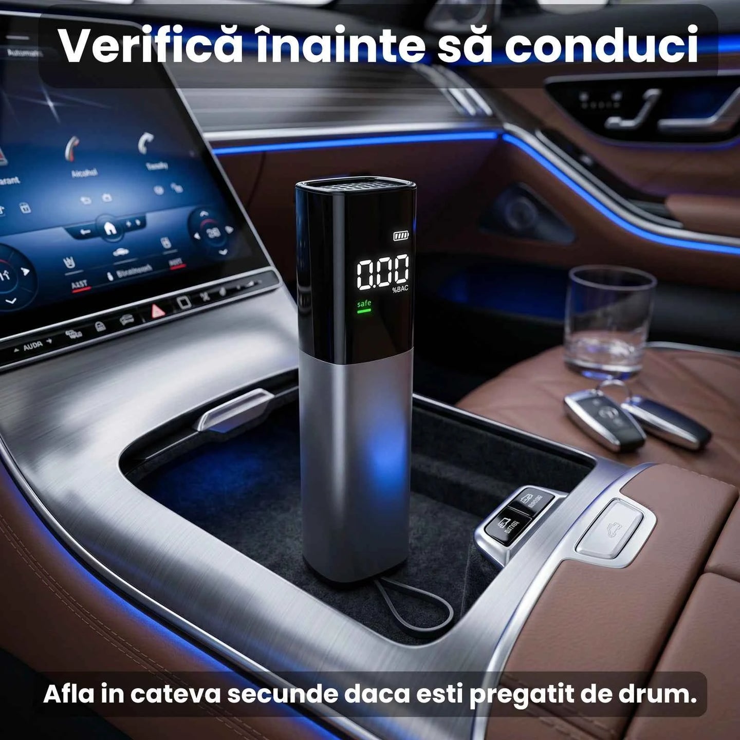 Tester Alcoolemie HASEPE® Digital, Alcooltest Cu Senzor De Precizie, Reincarcabil USB