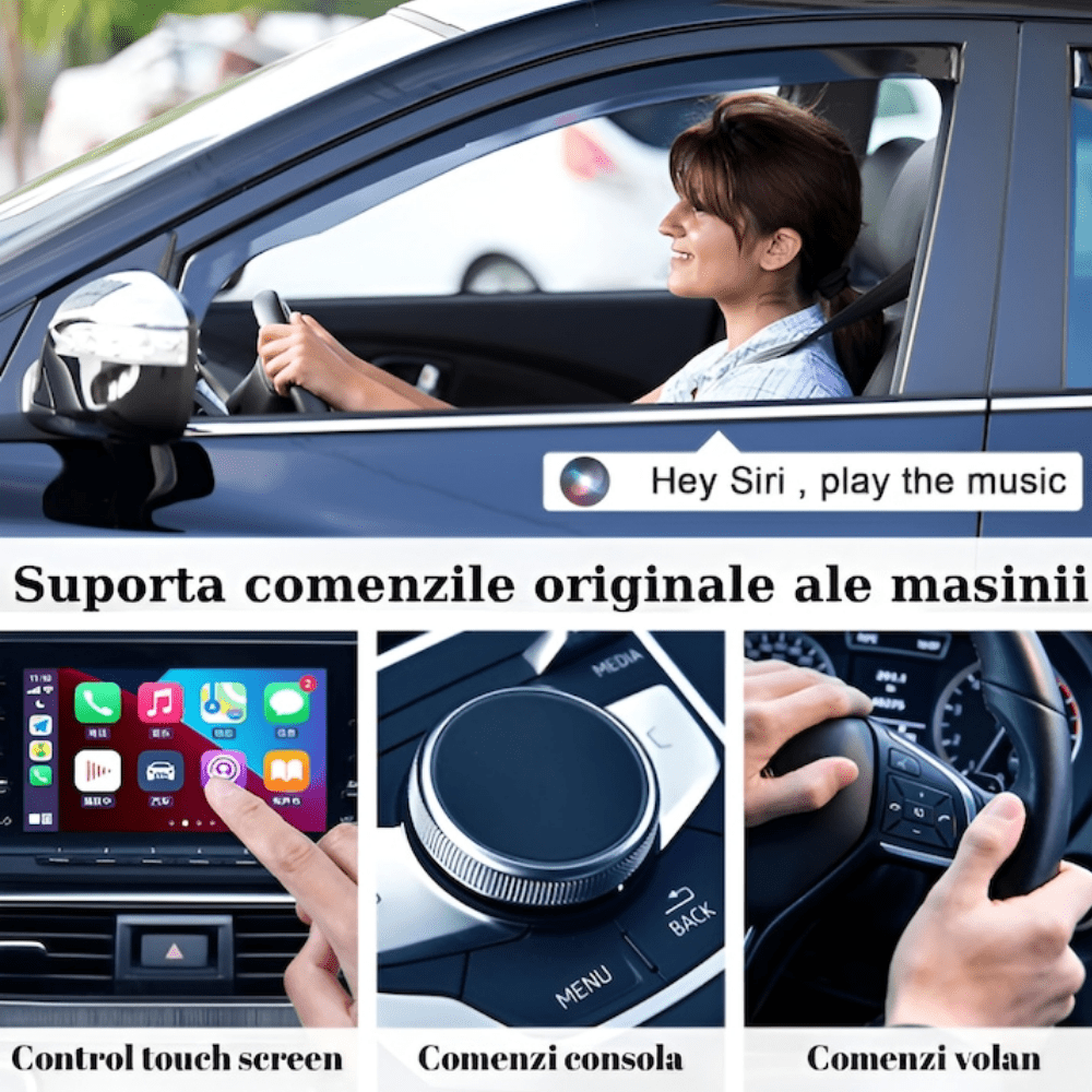 Modulator Auto CarPlay si Android Auto Wireless 2 in 1 HASEPE, Plug & Play, Compatibil iOS 10+ si Android 11+, WiFi 2.4/5Ghz, Procesor AI, Conectare Automata, Upgrade Masini cu CarPlay/Android Auto - HASEPE