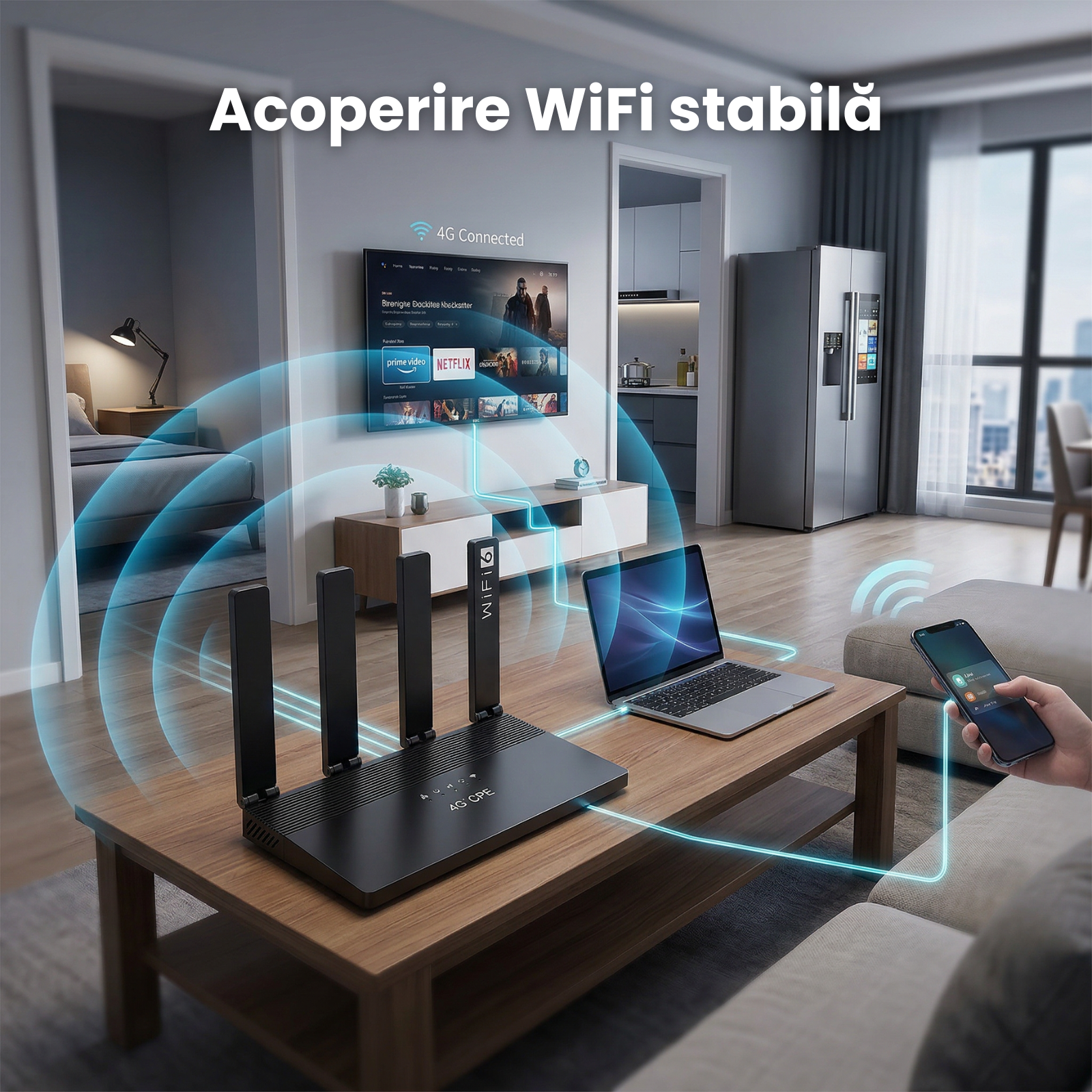 Router Wireless HASEPE 4G LTE WiFi6 Cu Slot SIM, Router Wireless LTE CAT4 150Mbps, Router Wireless Cu Baterie Integrata 5000mAh Pentru Internet Oriunde, Router Wireless Pentru Casa Birou Calatorii, Wi