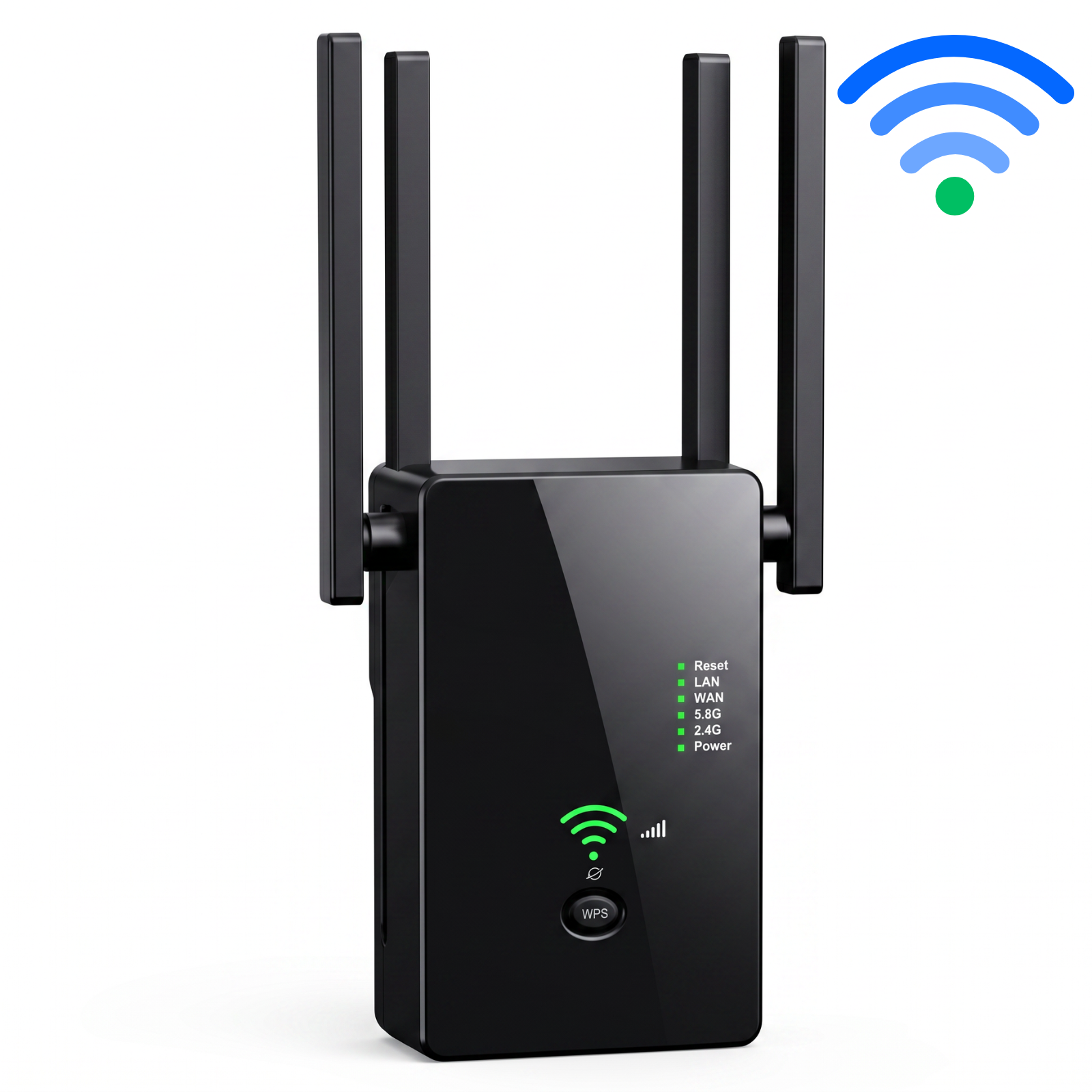 Amplificator Semnal HASEPE® Wireless WiFi 1200M Dual Band, Range Extender Amplificator Semnal Cu 4 Antene, Repeater Router Si AP, Amplificator Semnal Retea 2.4GHz 5GHz, Port LAN, Securitate WPA2, Ampl