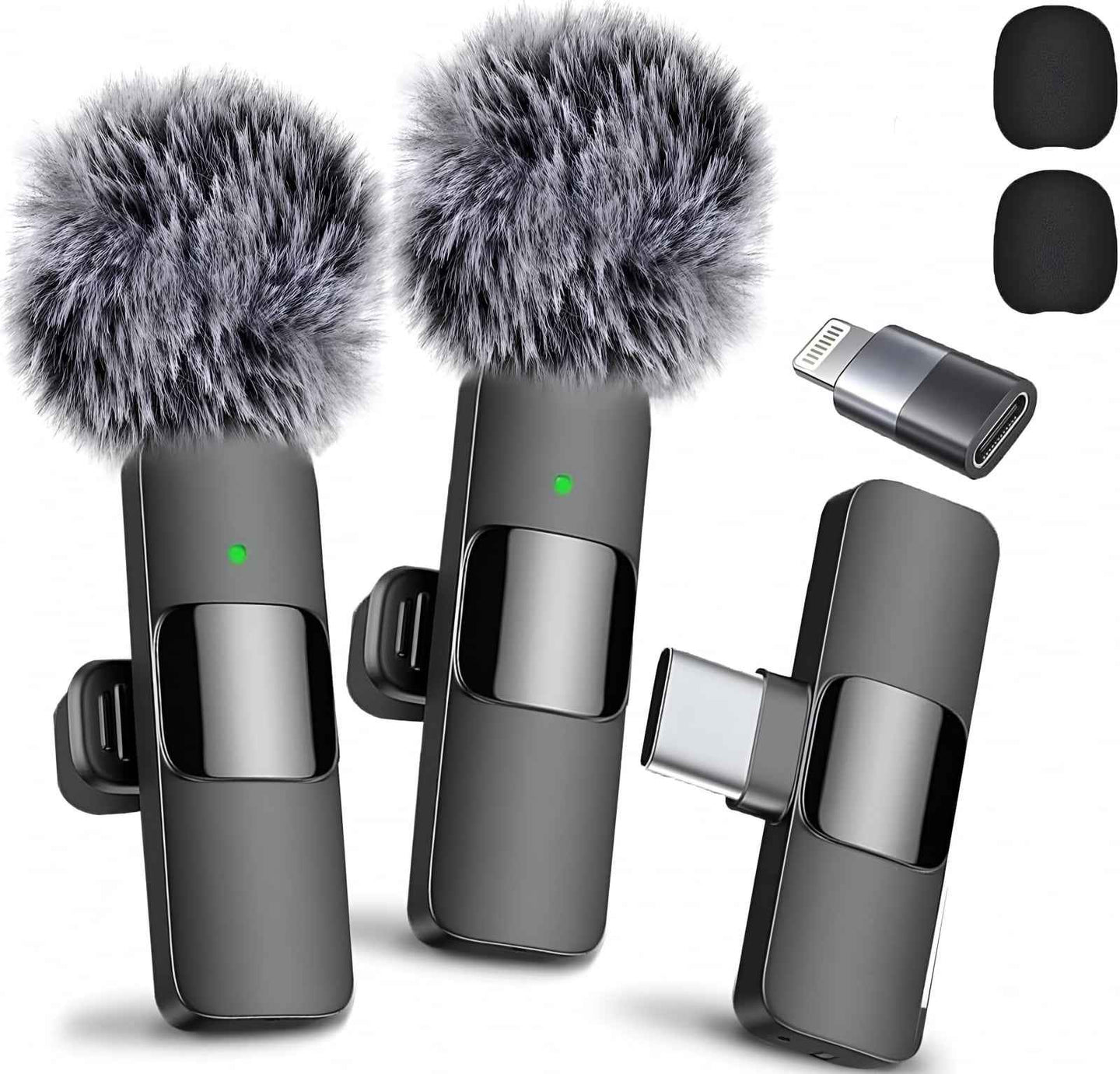 Set 2 Microfoane Lavaliera Wireless Profesionale HASEPE, Compatibile iPhone