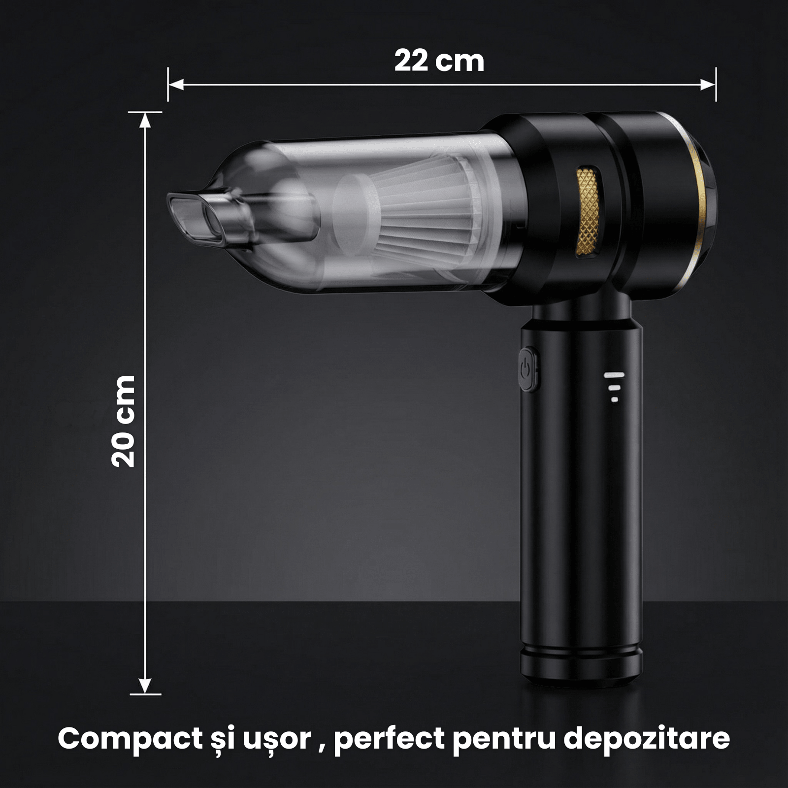 Aspirator Auto HASEPE, Portabil De Mana 4 In 1, Aspirator Auto Cu Acumulator 6000 mAh, Putere 100W, 3 Viteze, Filtru HEPA, Functie Suflanta Si Aspirare, Aspirator Auto Pentru Masina Si Uz Casnic - HASEPE