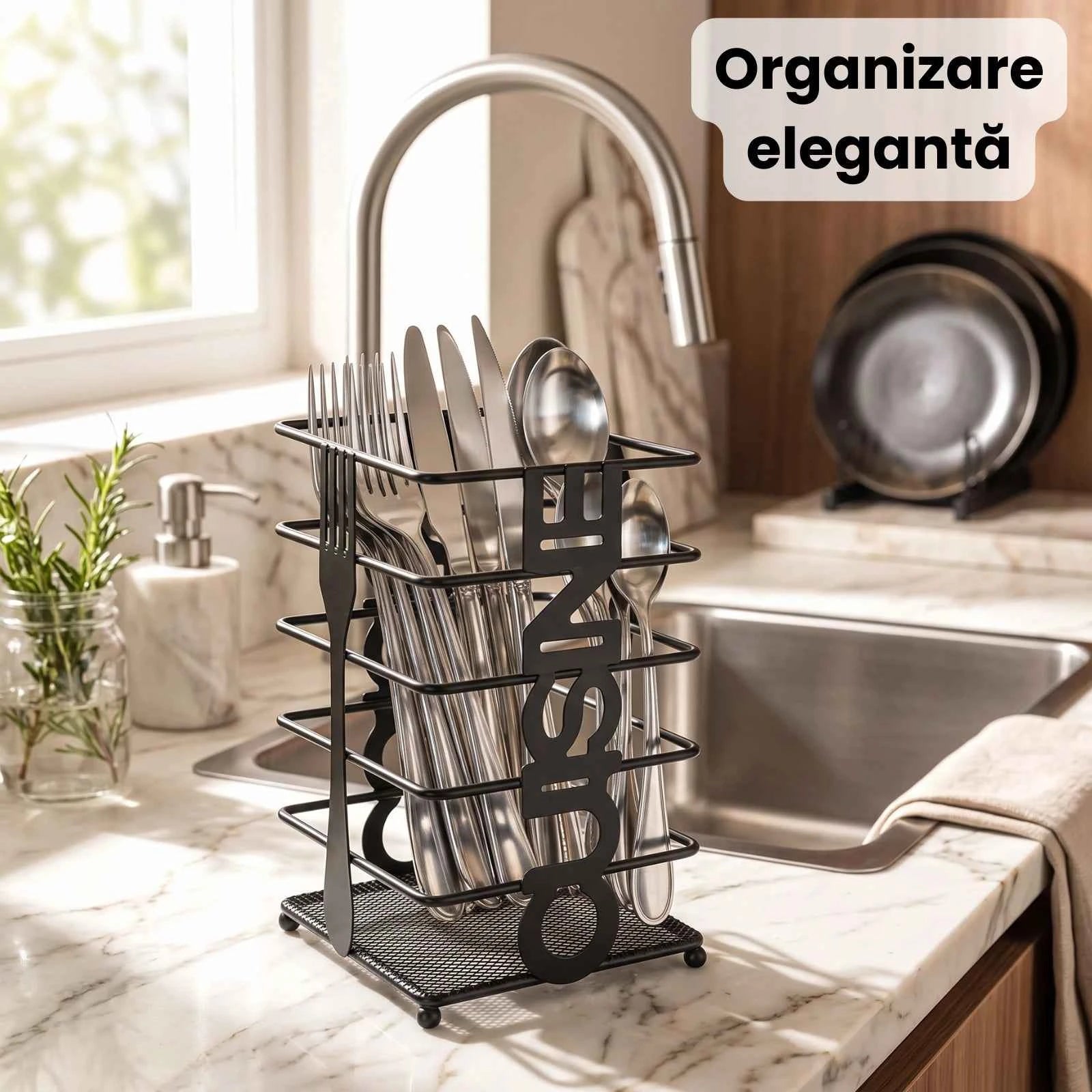 Suport Tacamuri HASEPE® Metalic Negru Pentru Scurgere Tacamuri, 10x10x16 cm