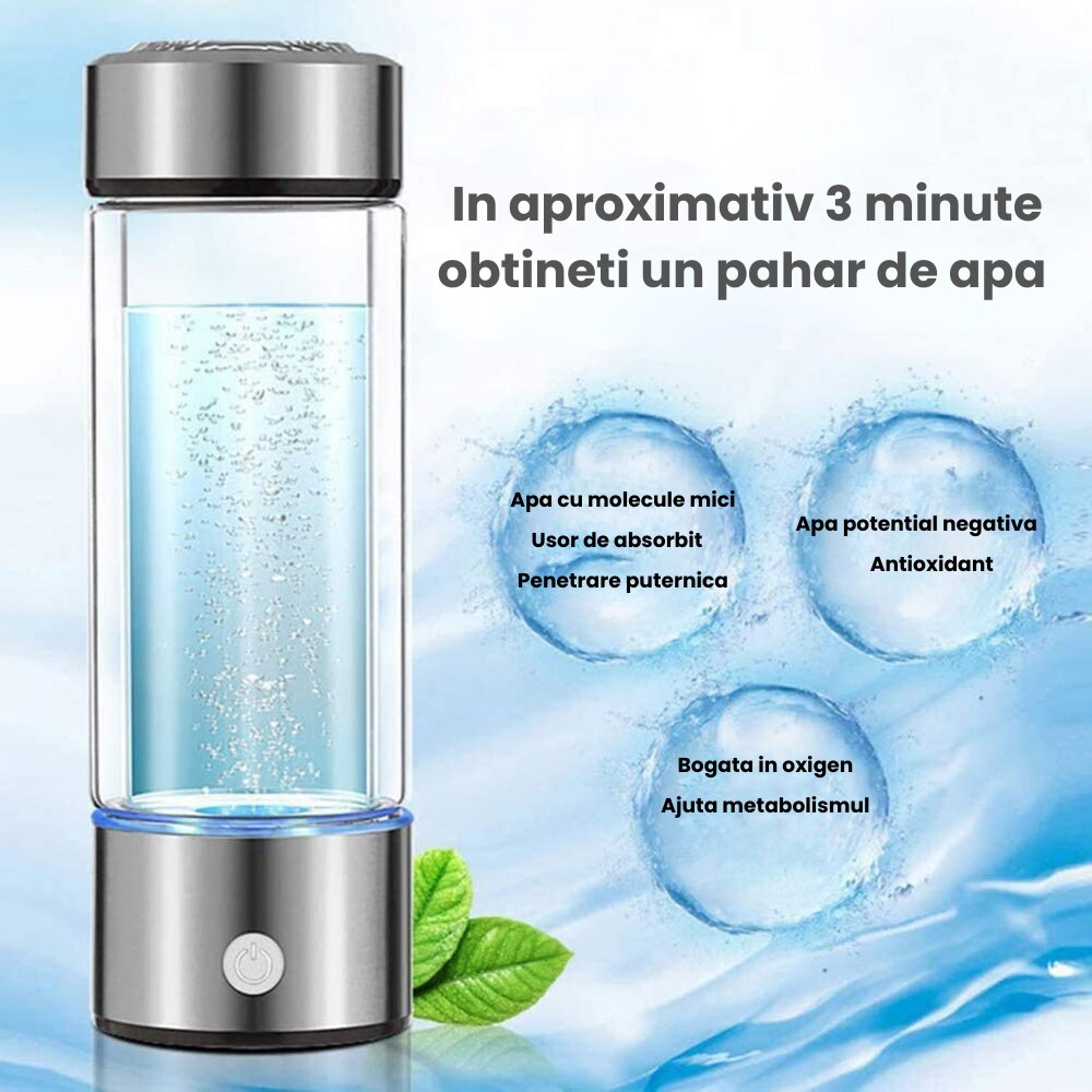Sticla Apa Hidrogenata Hasepe® Generator Apa Ionizata 420 Ml USB
