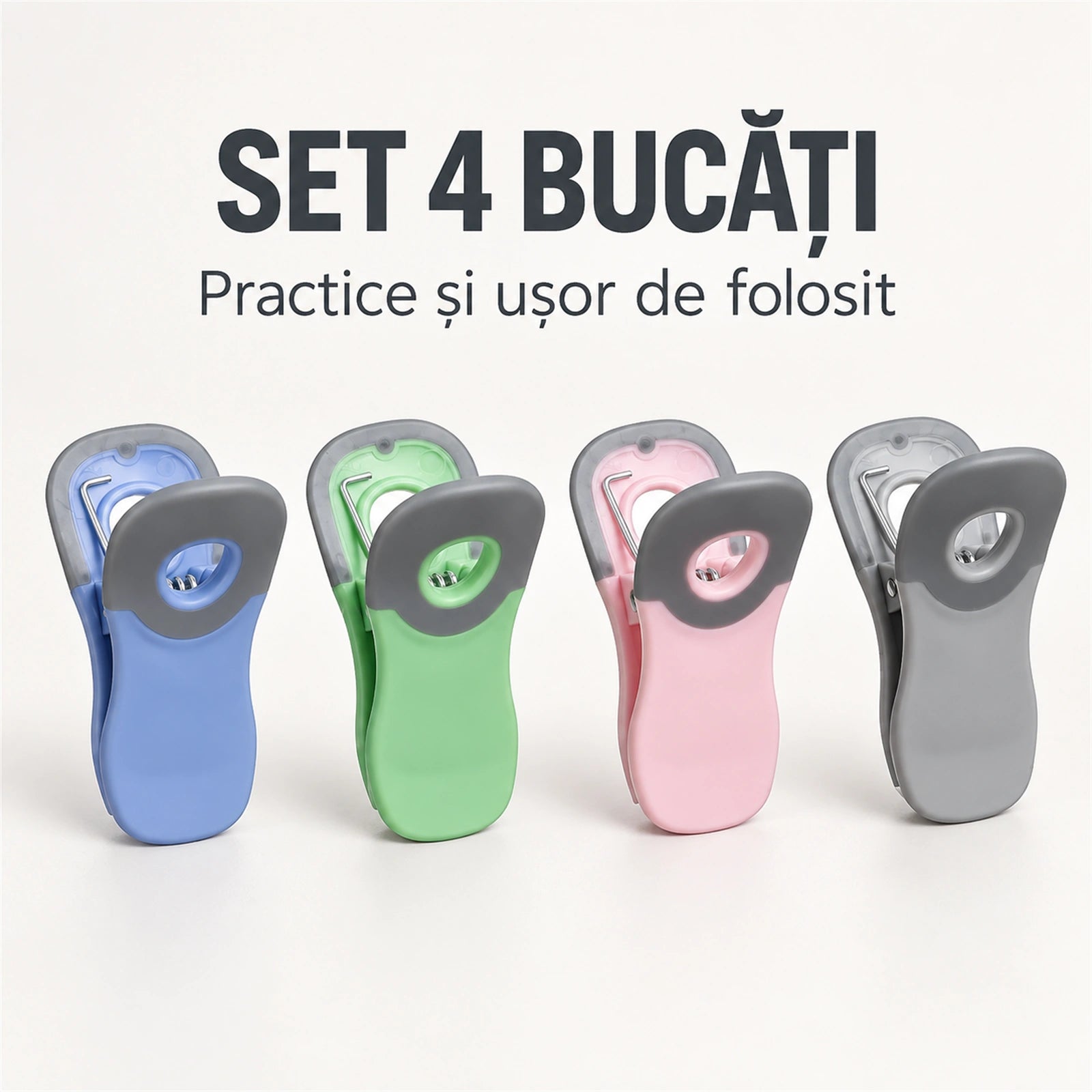 Set 4 Clesti pentru pungi HASEPE® cu magnet, clesti pentru sigilat pungi alimentare si ambalaje mici, 7 x 3 cm