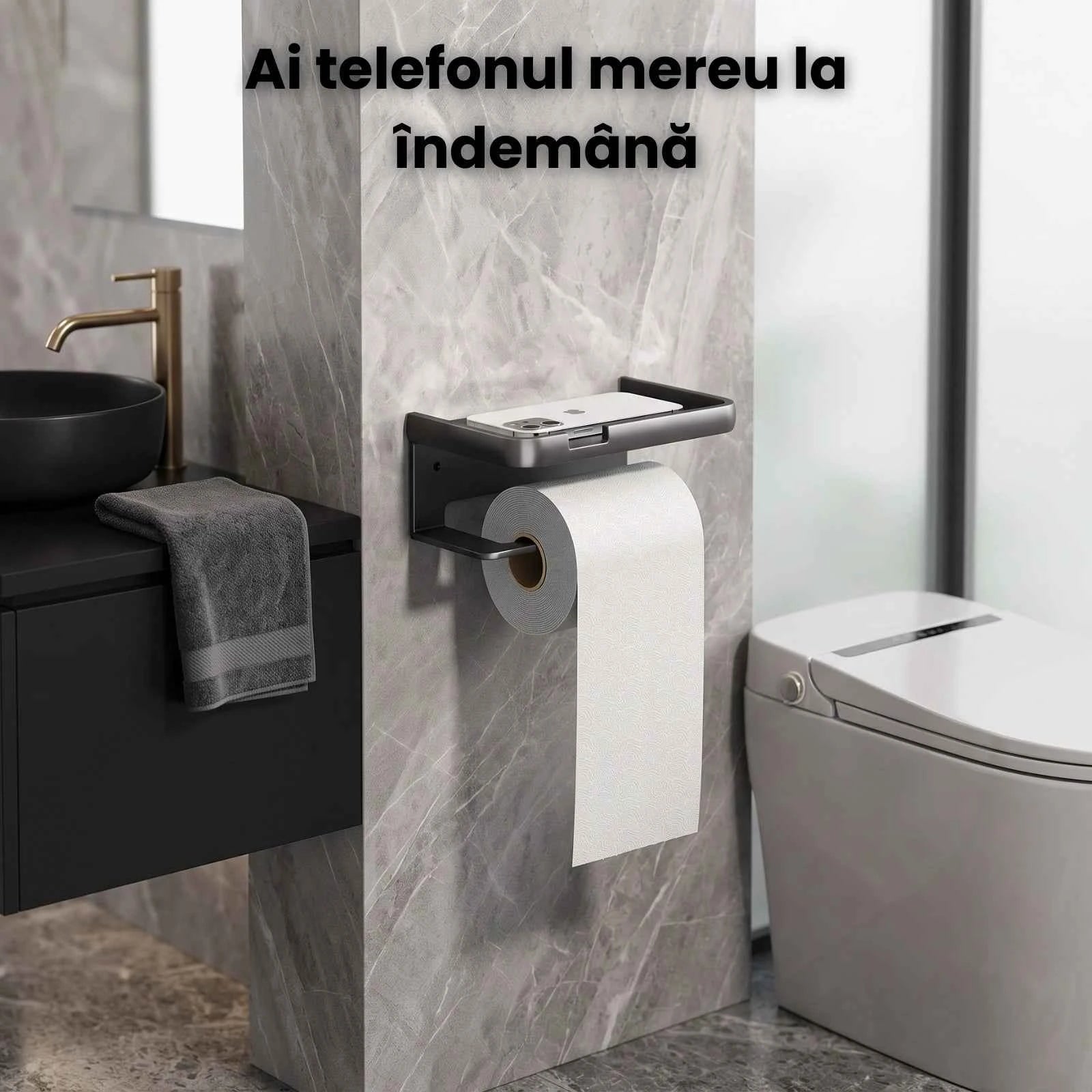 Suport Hartie Igienica HASEPE® Cu Raft Superior, Montaj Prin Lipire Sau Gaurire