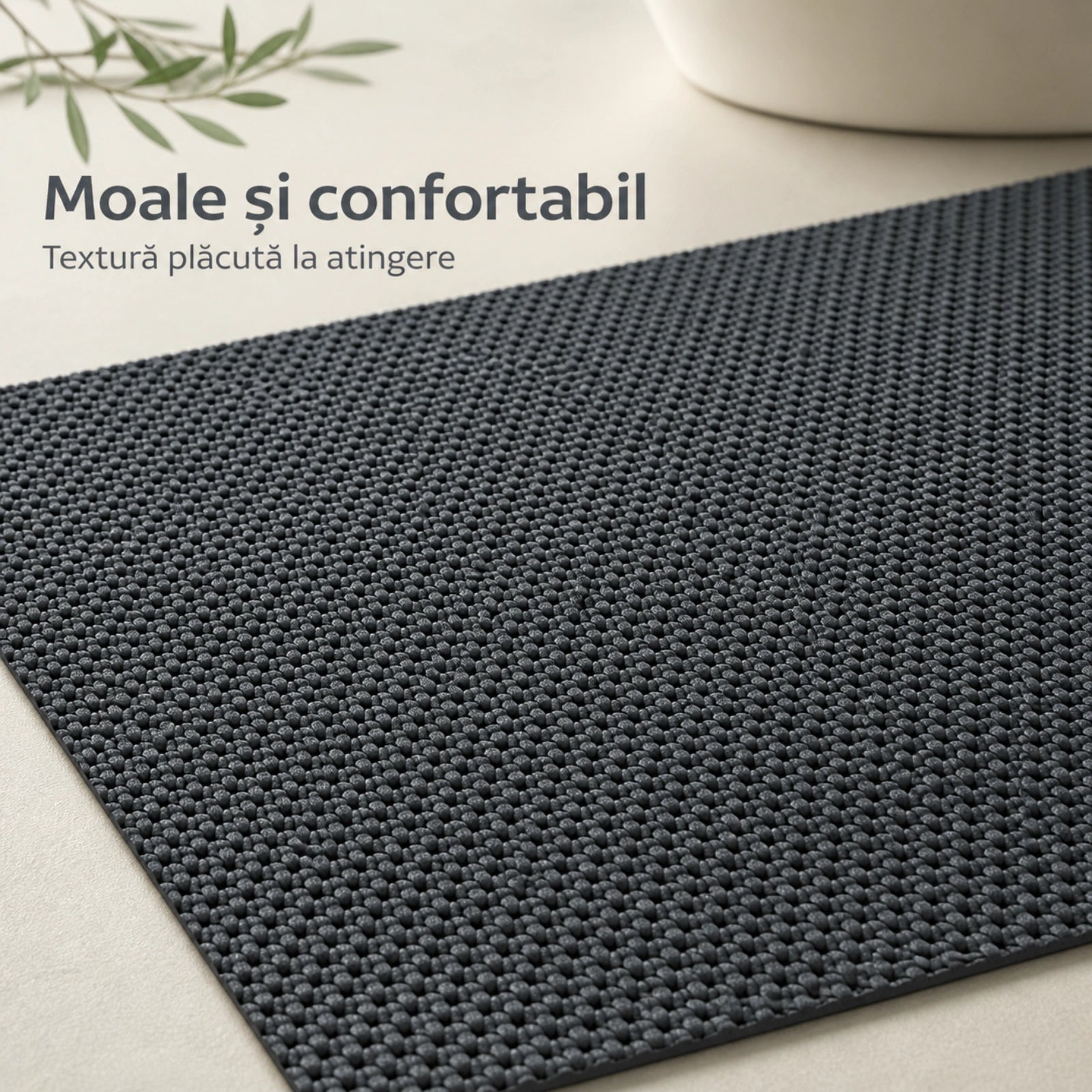 Covoras Baie HASEPE® Antiderapant, Covoras Anti Alunecare Pentru Baie Gri 80x50 cm