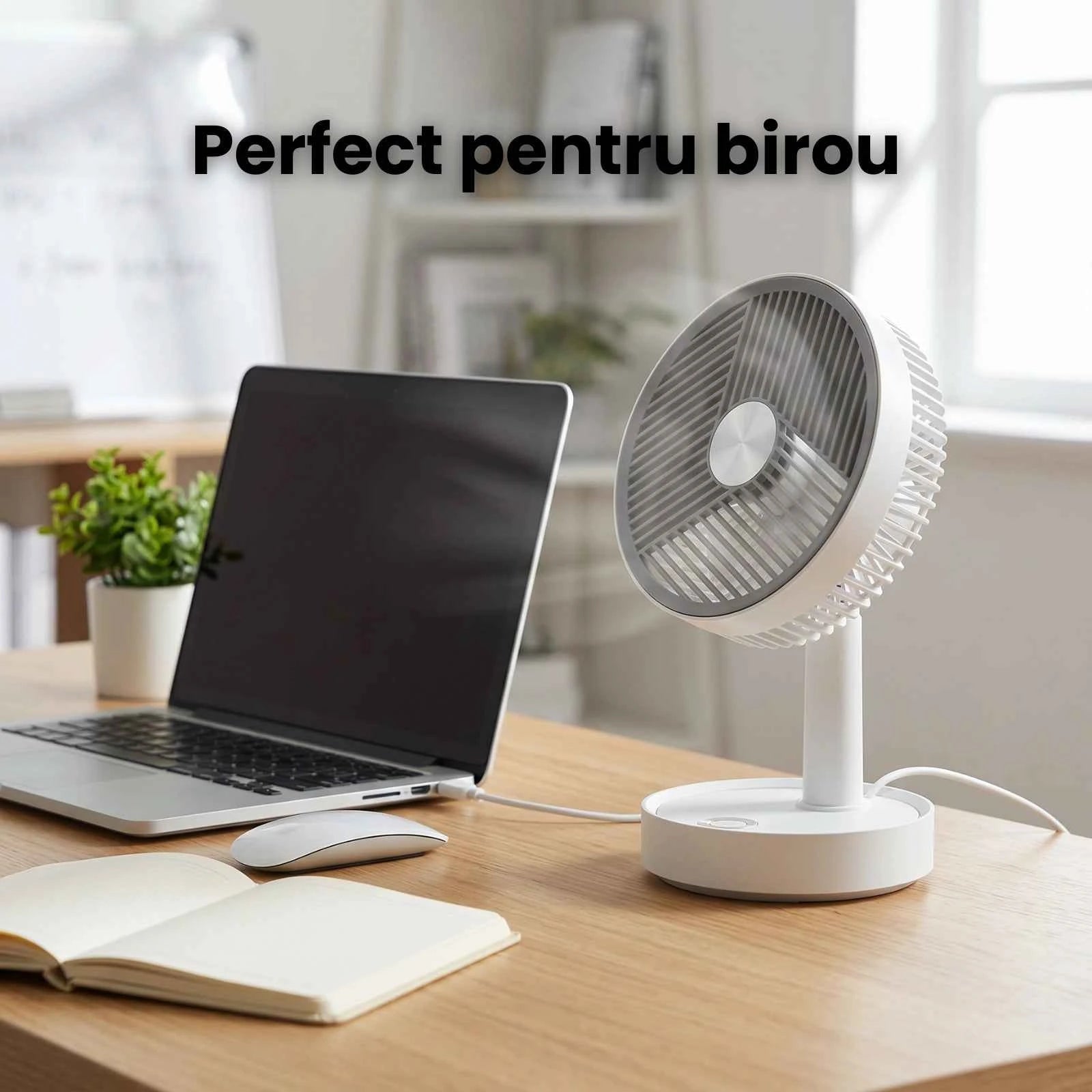 Ventilator USB HASEPE® De Birou 13 cm, Ventilator USB Cu 3 Trepte De Viteza, Ventilator Birou Silentios 4W