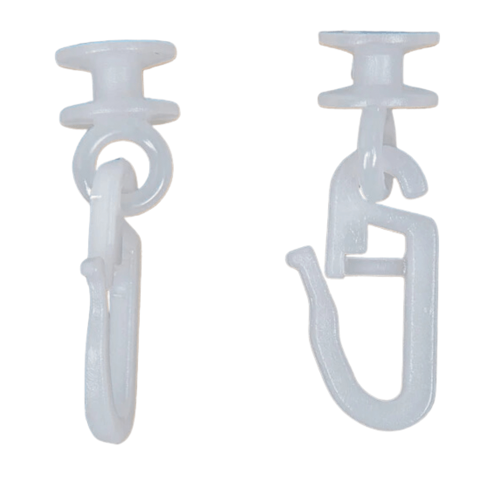 Set 50 Carlige Perdea 2 în 1, Compatibile cu Sine Plate, Plastic Rezistent, Culoare Alb - HASEPE