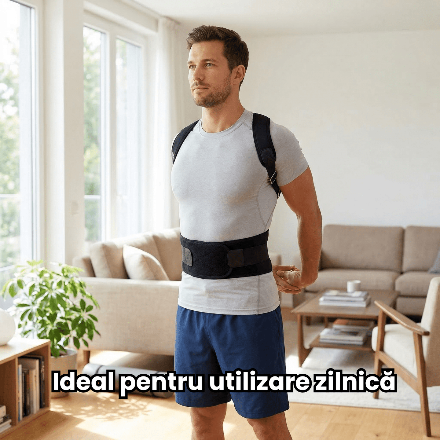 Corector Postura HASEPE® Reglabil Pentru Spate Si Aliniere Coloana, Centura Postura Ortopedica Pentru Umeri Si Spate, Centura Spate Pentru Suport Lombar Si Corectie Postura Zilnica, Marime S/M - HASEPE