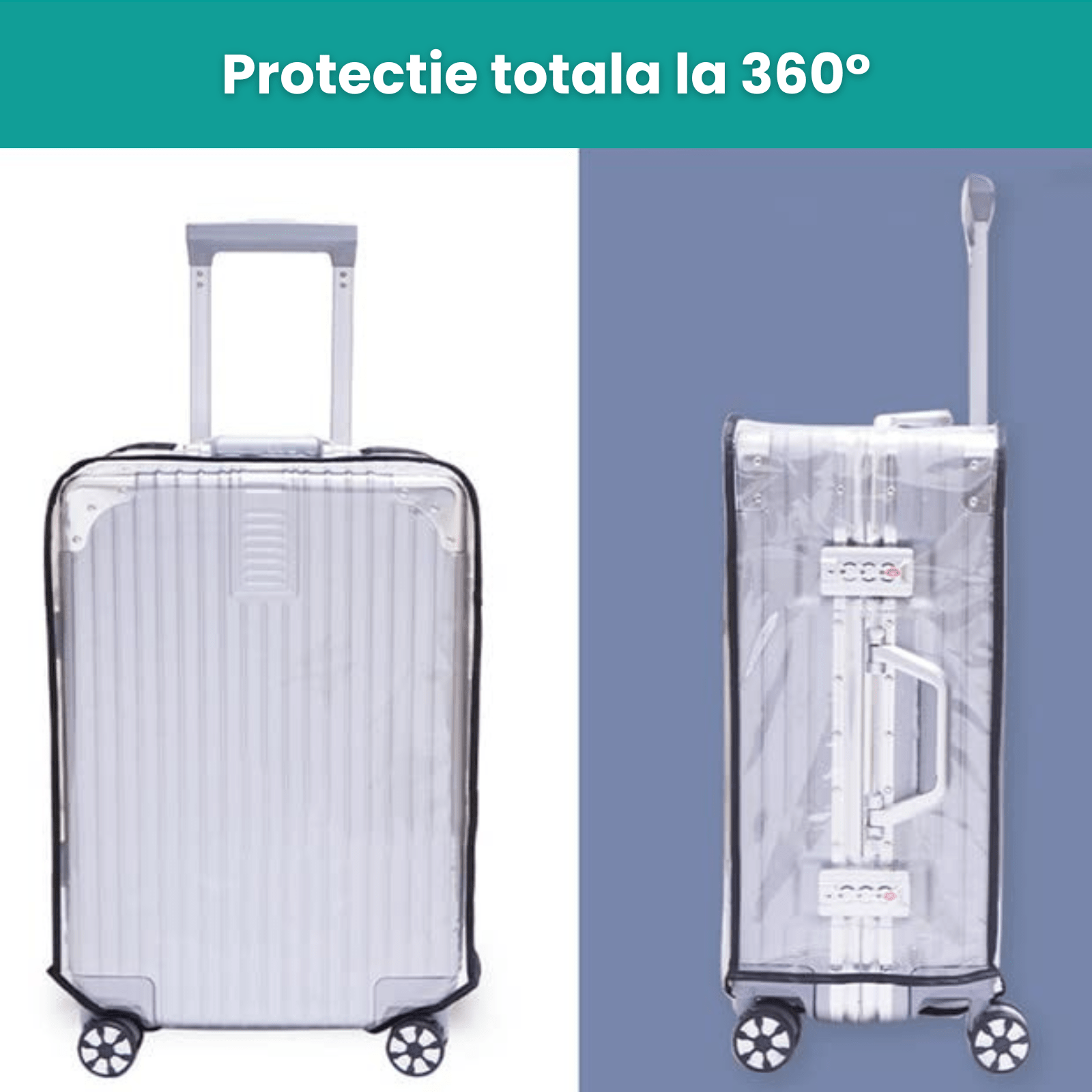 Husa Troler HASEPE, Protectie Valiza, Marimea M, 45x26x66 cm, Transparenta - HASEPE
