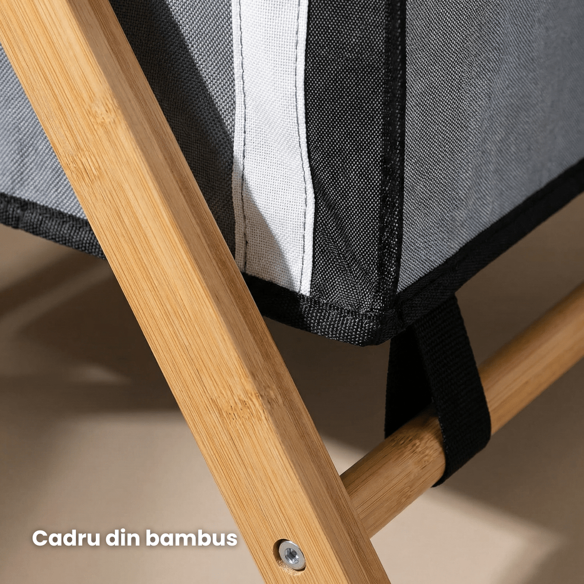 Cos Rufe HASEPE Triplu, Cu Cadru Din Bambus, Cos Rufe Cu 3 Compartimente Pentru Sortare Haine, Cos Rufe Pliabil Cu Material Rezistent, Tricolor, Organizare Eficienta Spatiu, Dimensiuni 72.5 x 40 x 74 - HASEPE