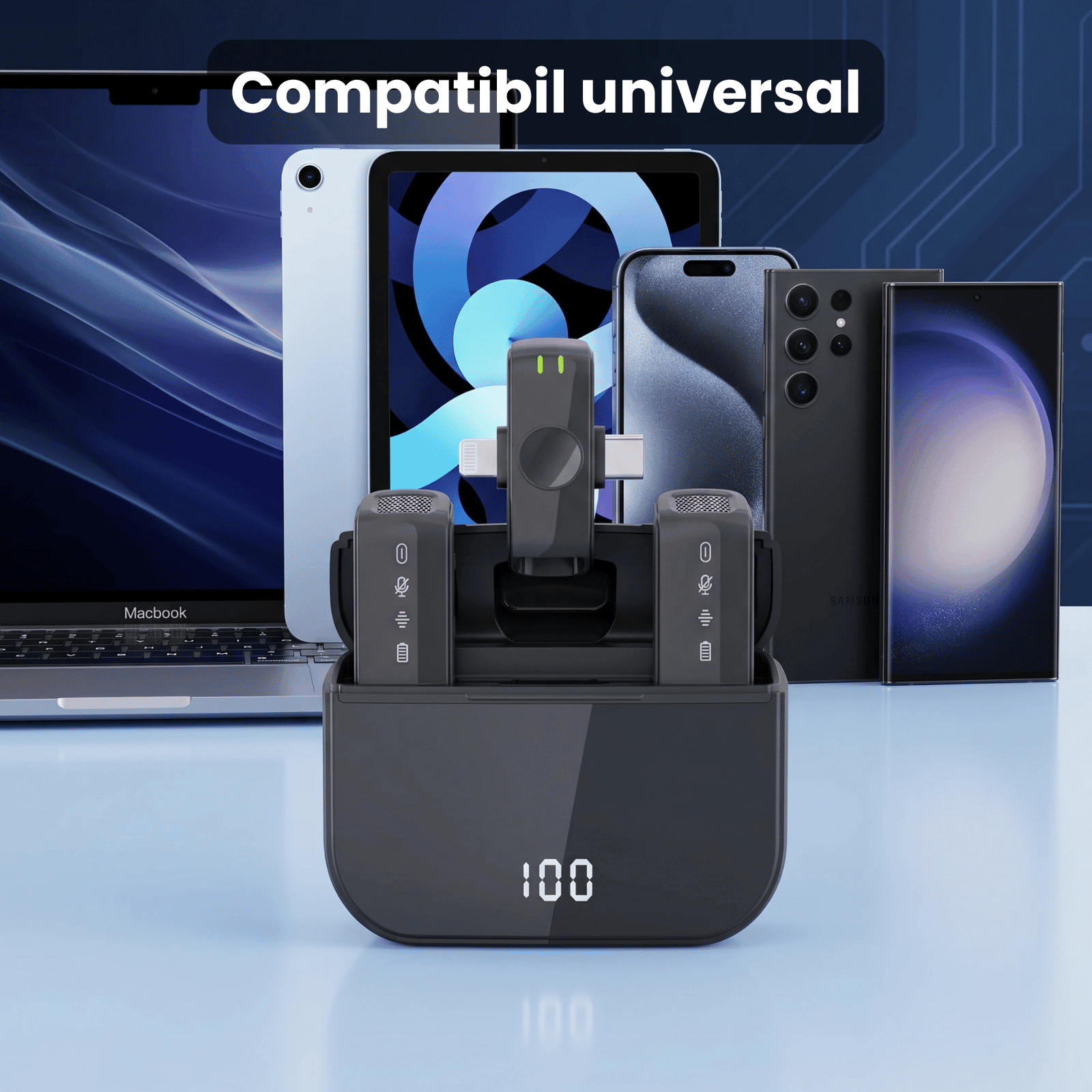 Set 2 Microfoane Lavaliera Wireless HASEPE®, Microfon Lavaliera Dual Lightning USB - C, Lavaliera Wireless Cu Reducere Zgomot CVC, 2.4G, Baterie 600mAh, Pentru Vlogging, Streaming, Interviuri, Compatib - HASEPE