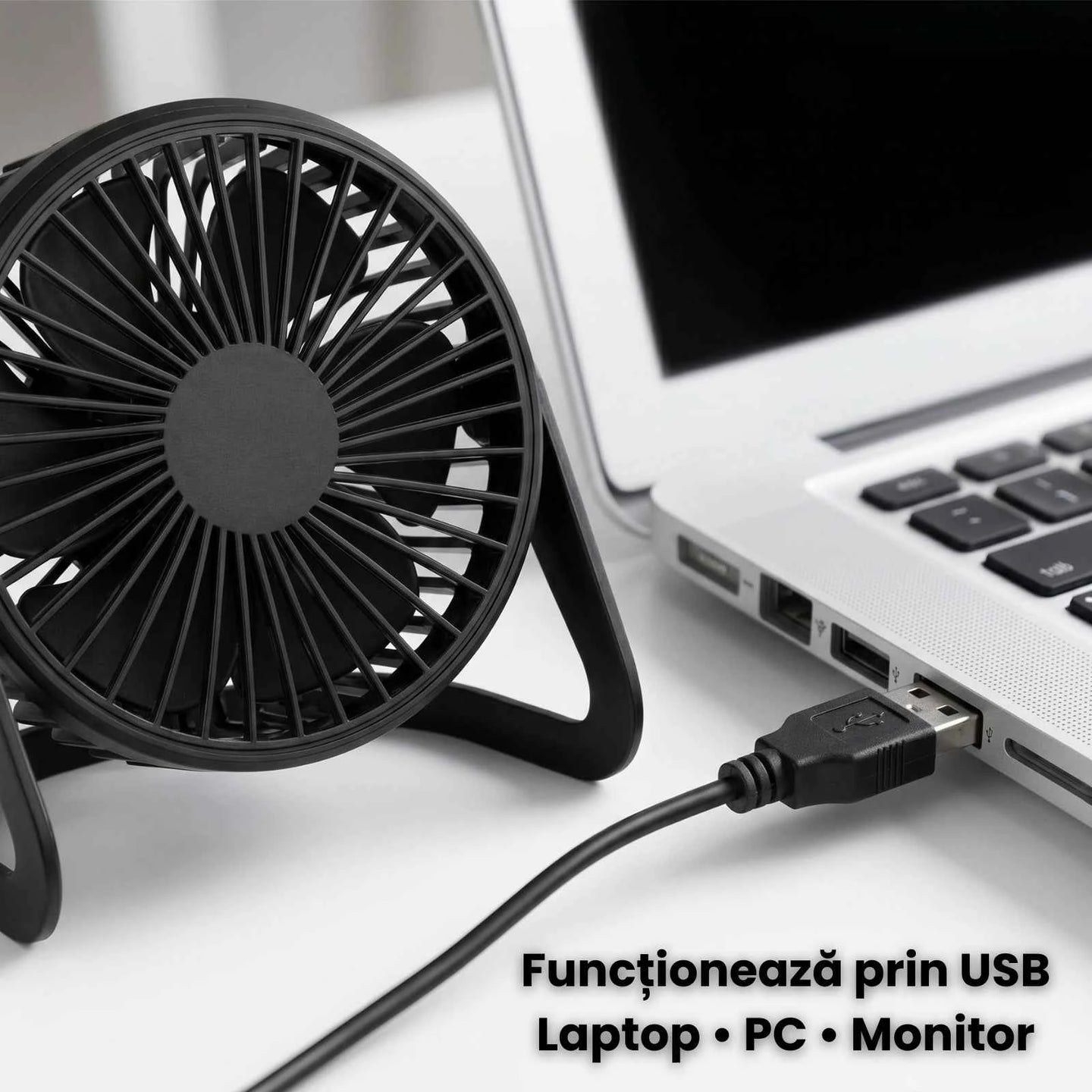 Ventilator De Birou HASEPE® USB Ø14 Cm, Ventilator De Masa Cu Inclinare Reglabila, Ventilator USB Portabil Pentru Birou