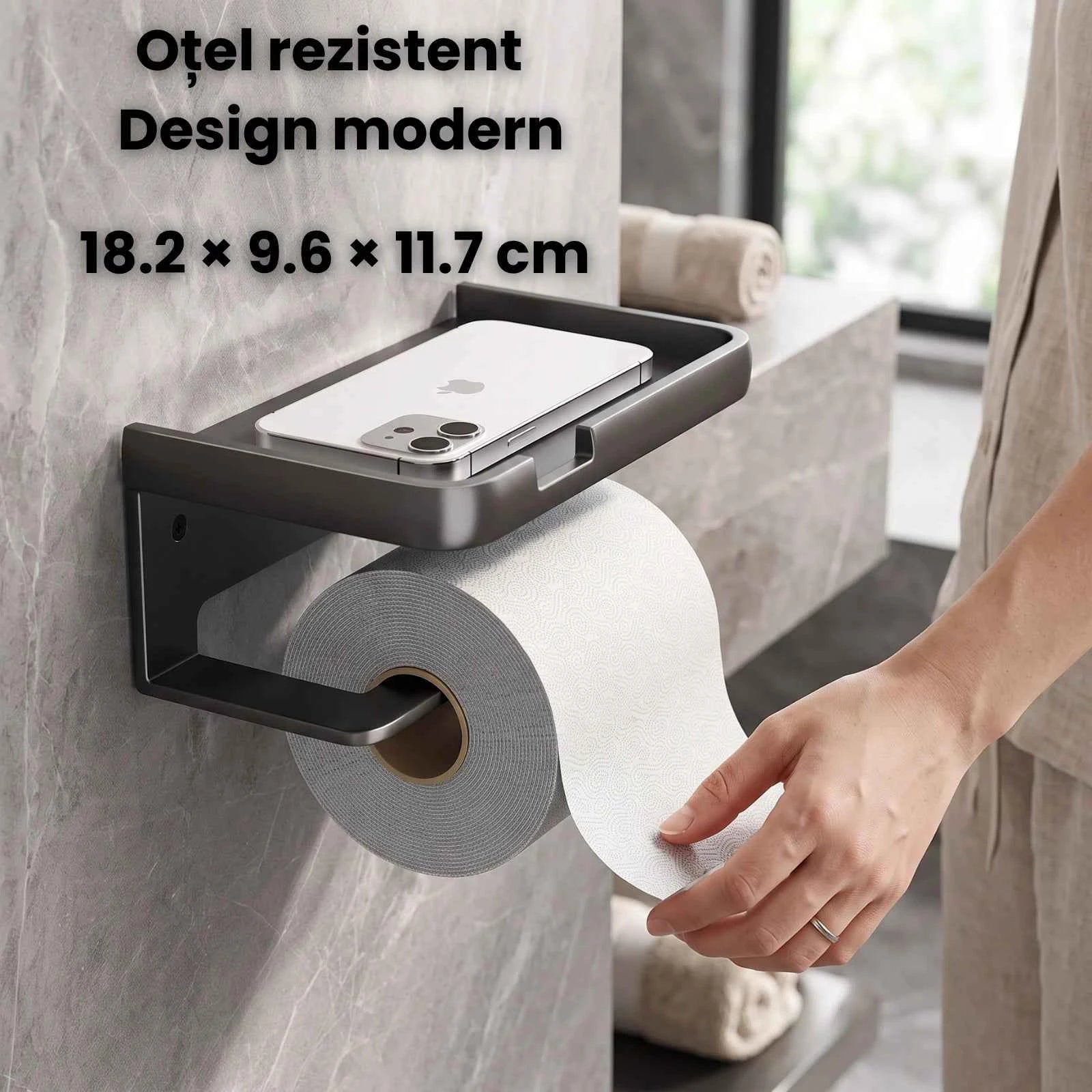 Suport Hartie Igienica HASEPE® Cu Raft Superior, Montaj Prin Lipire Sau Gaurire