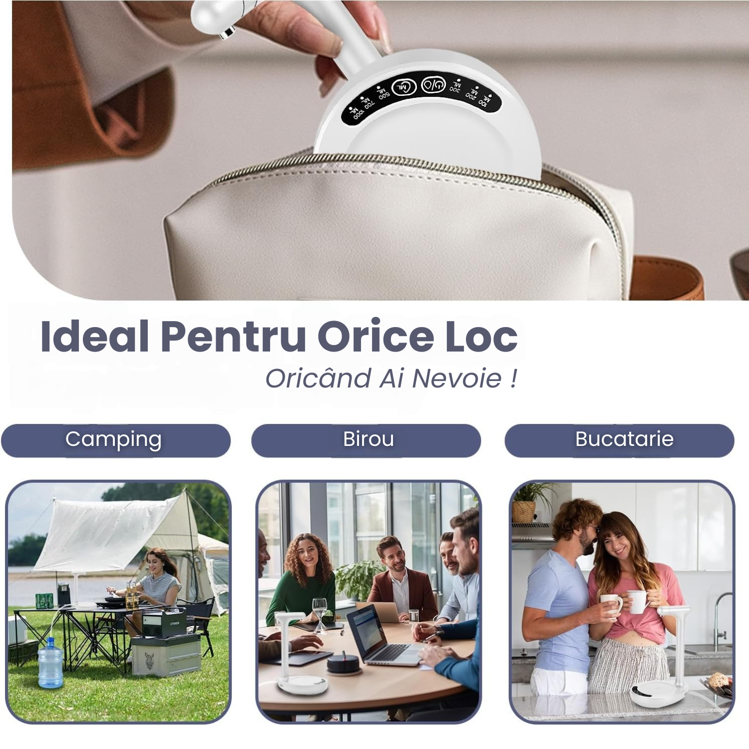Pompa Electrica pentru Bidon de Apa HASEPE, USB Reincarcabil 1200mAh, Dozator Portabil si Pliabil, Compatibil 5–19L, Ideal pentru Acasa, Birou, Camping, Flux Rapid, Plastic ABS + Furtun Silicon