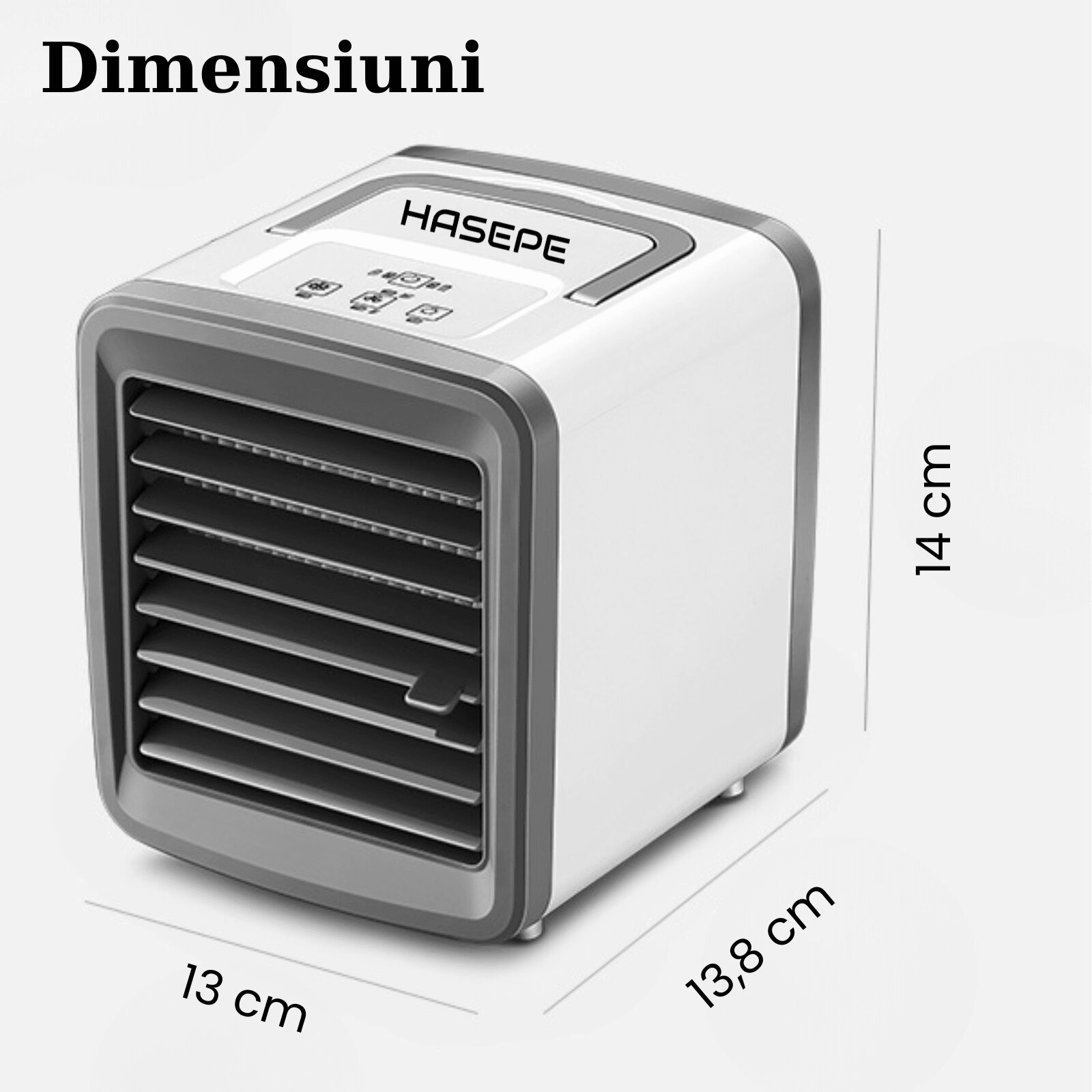Racitor Ventilator aer portabil HASEPE, Ventilator pulverizare cu Apa, Mini aer USB, Silentios cu 2 viteze 3600 rpm/2700 rpm, Rezervor 200ml, Lumina LED, Buton ON/OFF, Climatizare Personala pentru Bir - HASEPE
