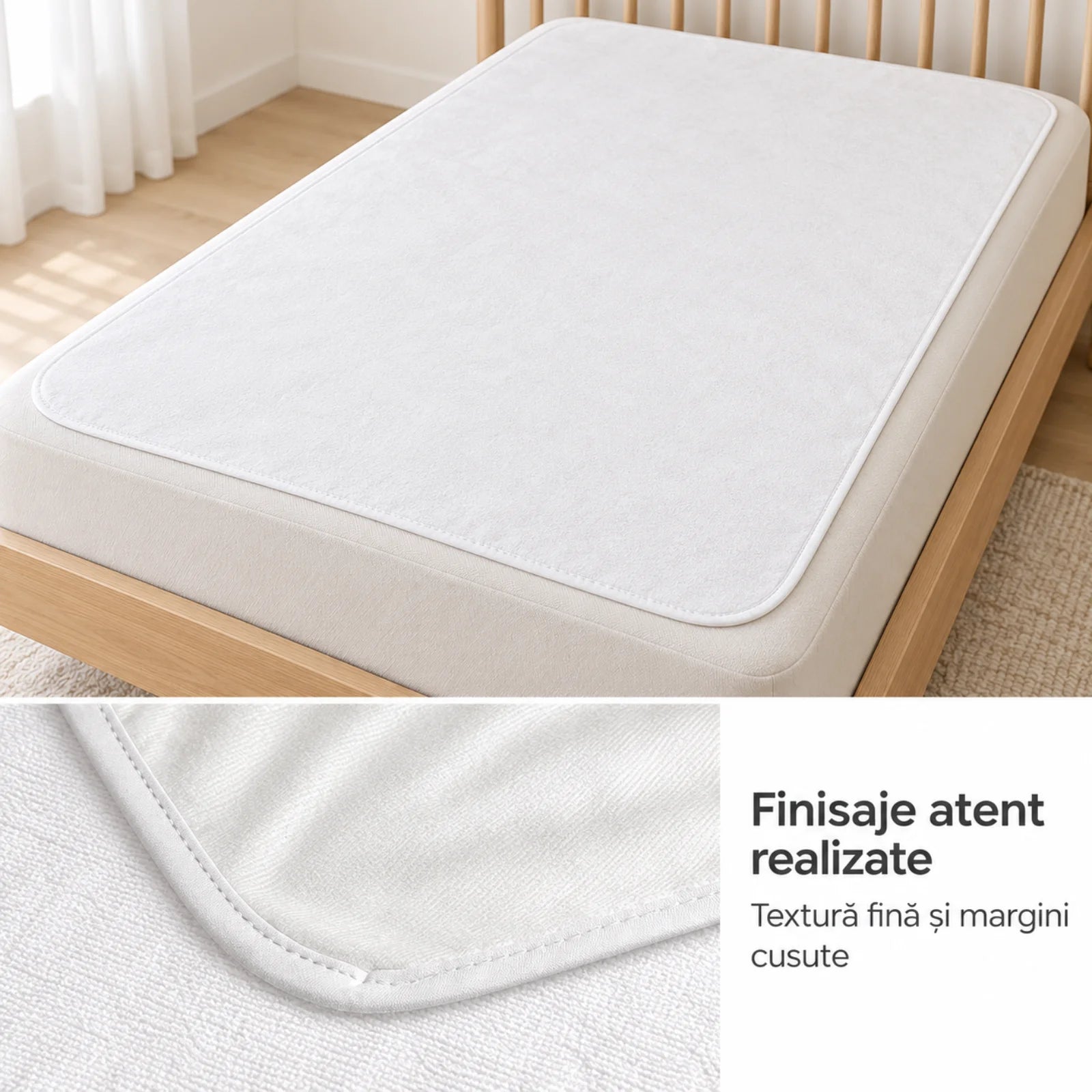 Protectie Saltea Hasepe® pentru Patut, 70x130 cm, Cearceaf Impermeabil Alb