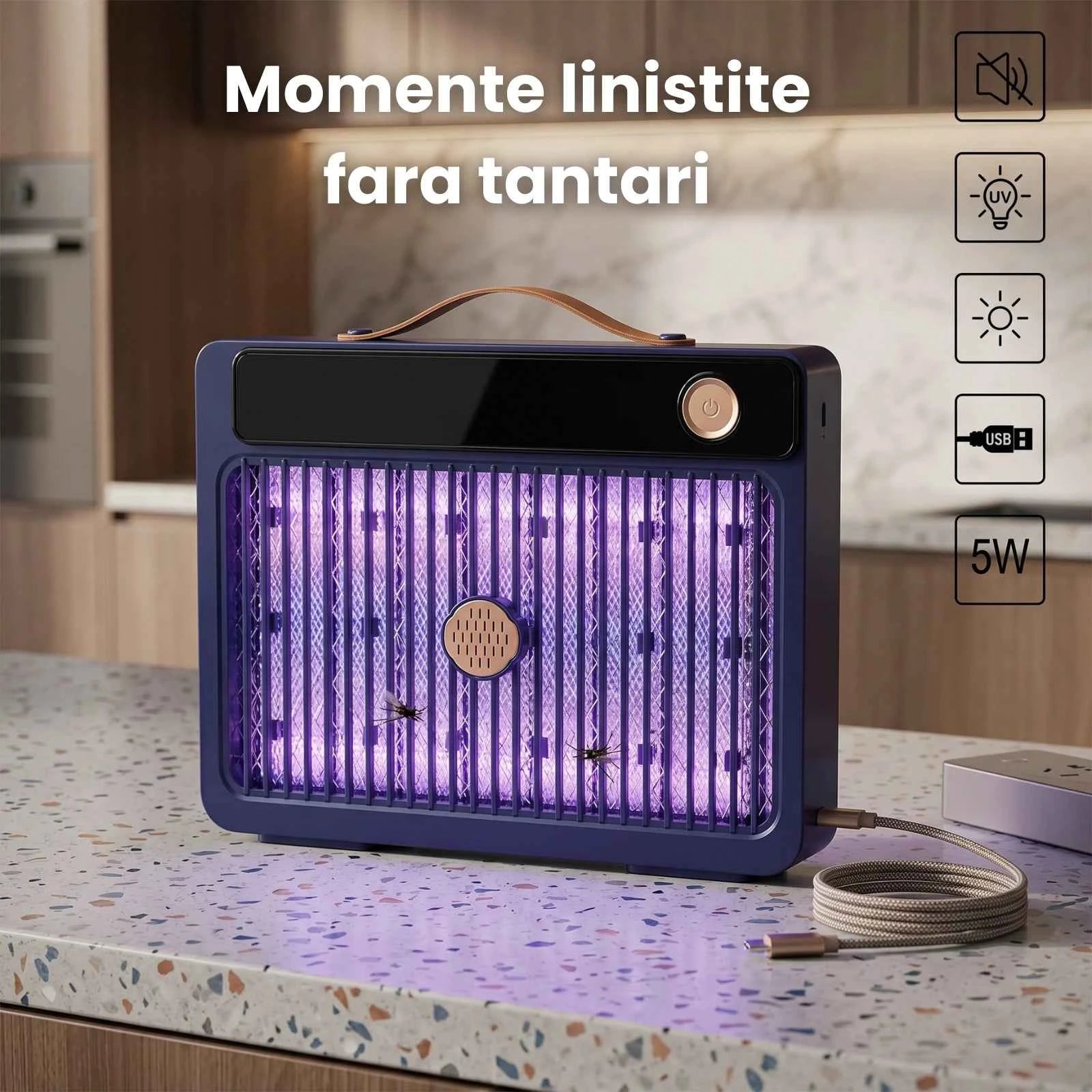 Aparat Anti Insecte HASEPE® 5W, Lampa Anti Tantari Cu Alimentare USB, Aparat Anti Insecte Electric Portabil