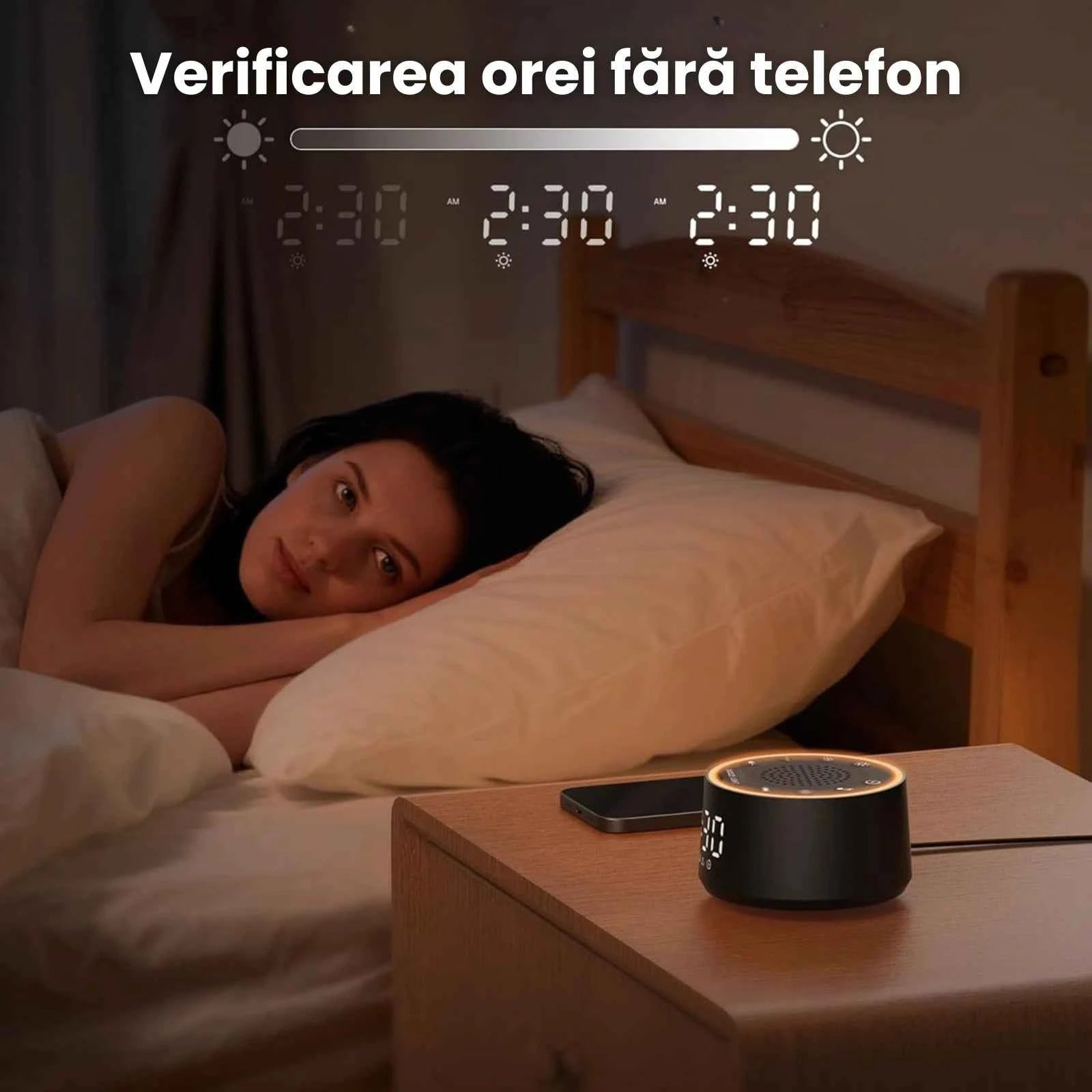 Aparat Sunete Albe HASEPE® Pentru Bebelusi, Aparat White Noise Cu Ceas Si Alarma