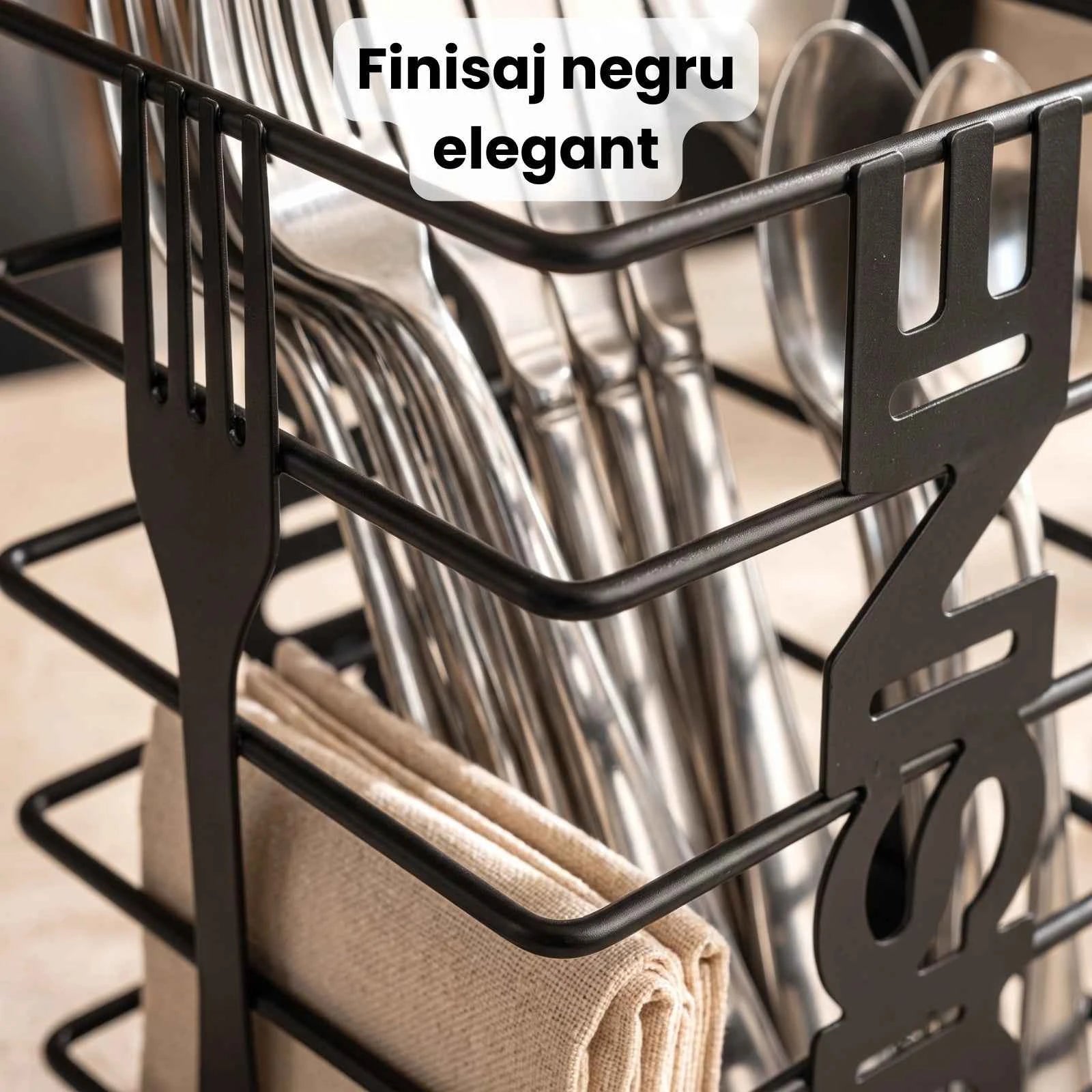 Suport Tacamuri HASEPE® Metalic Negru Pentru Scurgere Tacamuri, 10x10x16 cm