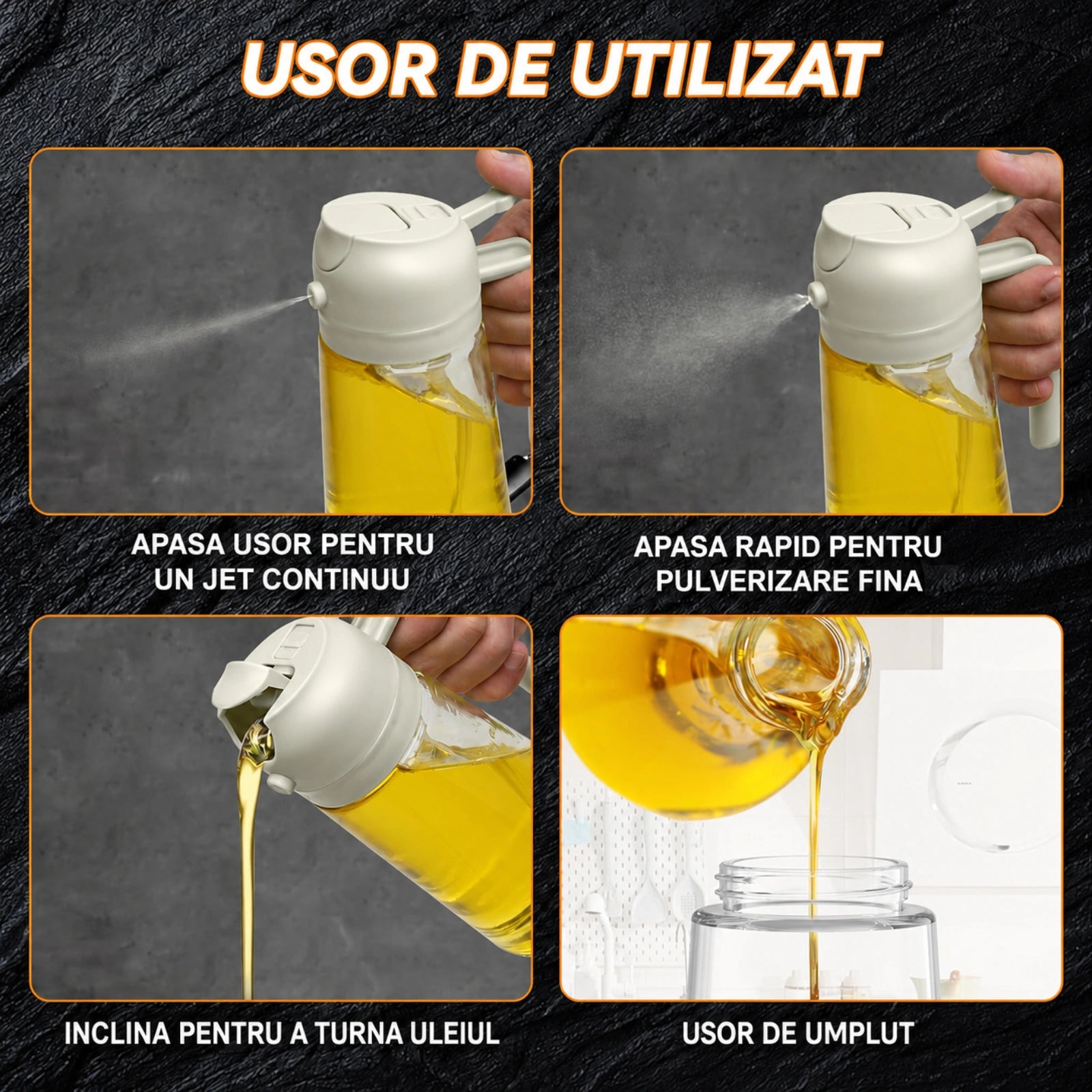 Pulverizator Ulei HASEPE® 2 In 1, Dozator Ulei 470ml