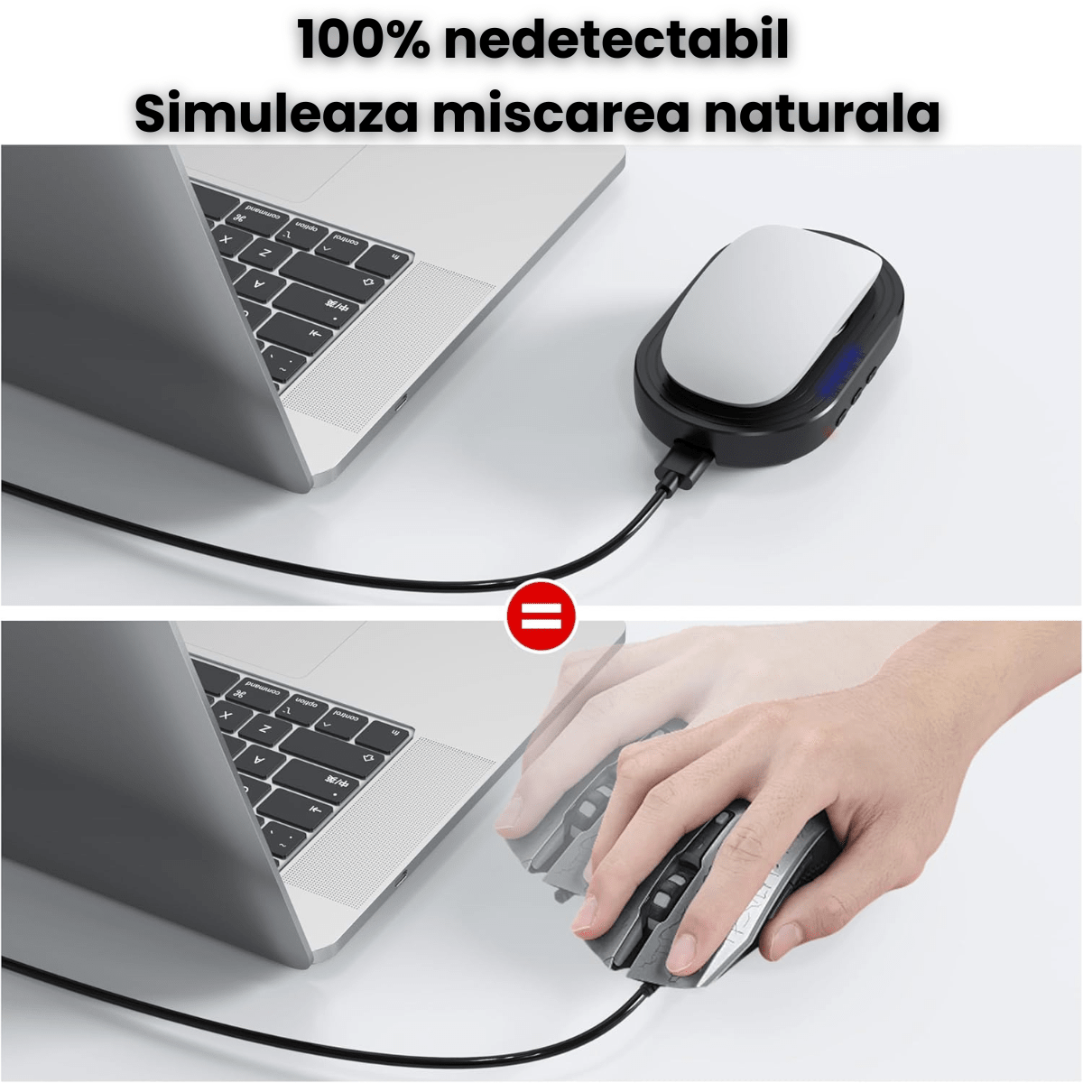 Mouse Jiggler HASEPE, Mecanic Cu Timer, Mouse Mover Fizic Fara Driver, Mouse Shaker Cu Miscare Aleatorie, Dispozitiv Ultra Silent Pentru PC Si Laptop, Anti Sleep, Alimentare USB Sau Adaptor, Compatibi - HASEPE
