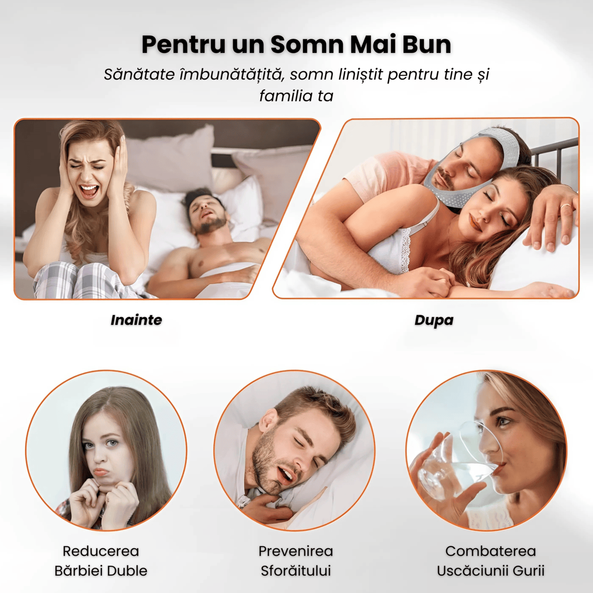 Curea Anti Sforait HASEPE, Suport Maxilar Reglabil, Banda pentru Barba si Barbie, Material Elastic si Respirabil, Marime Universala, Gri - HASEPE