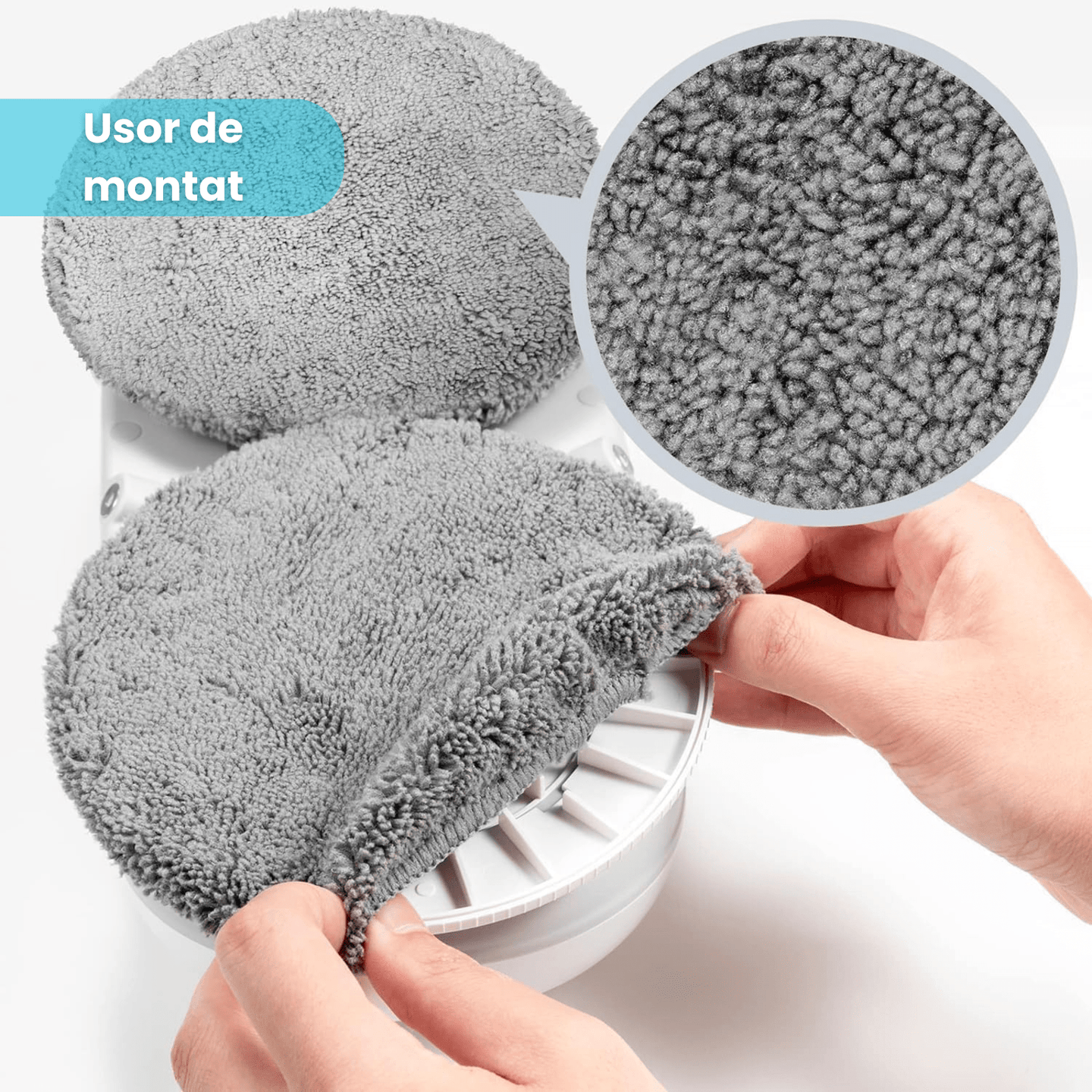 Set 8 lavete microfibra pentru robot curatare geamuri, compatibile 14 cm, lavabile si reutilizabile, set tampoane schimb pentru stergere eficienta - HASEPE