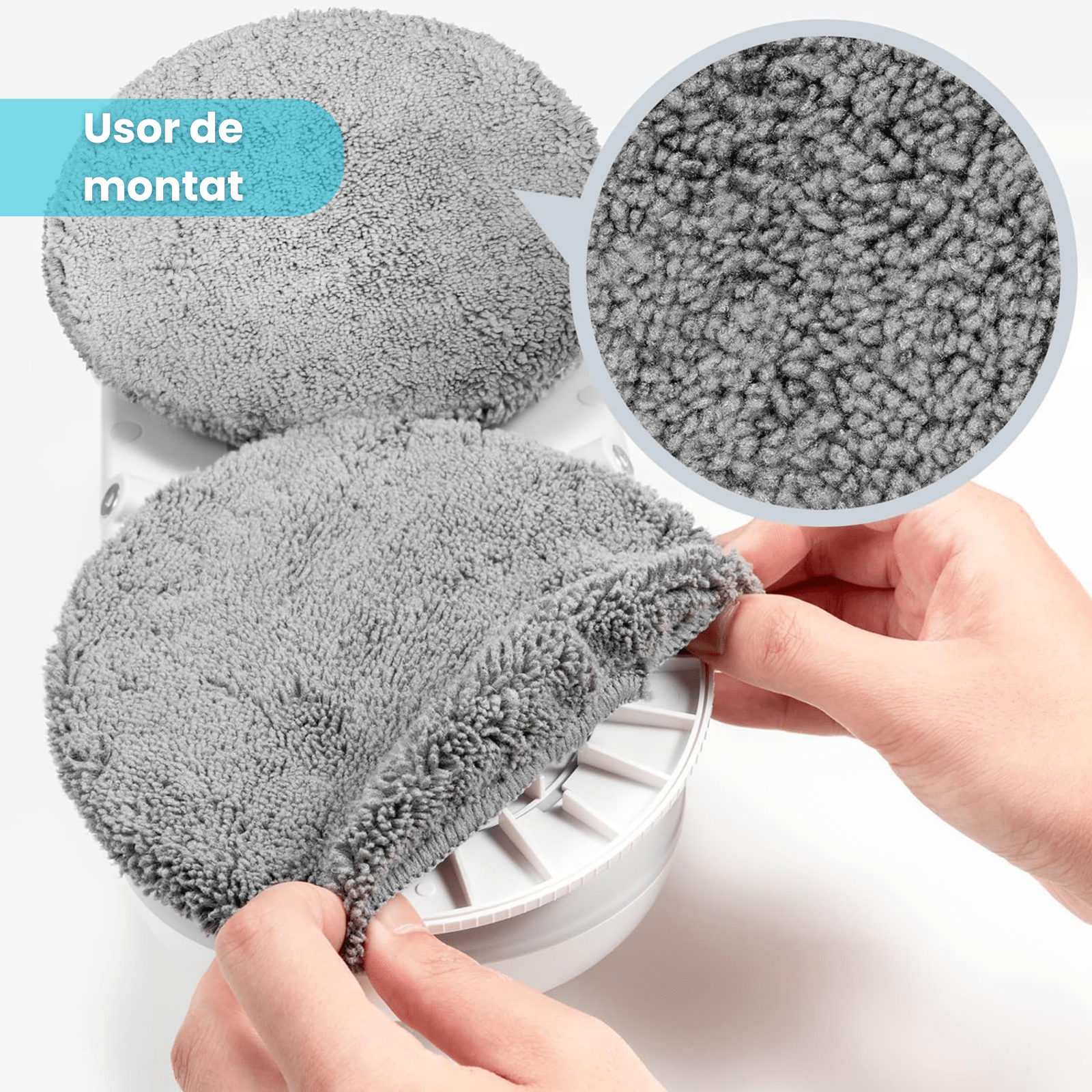 Set 8 lavete microfibra pentru robot curatare geamuri, compatibile 14 cm, lavabile si reutilizabile, set tampoane schimb pentru stergere eficienta - HASEPE