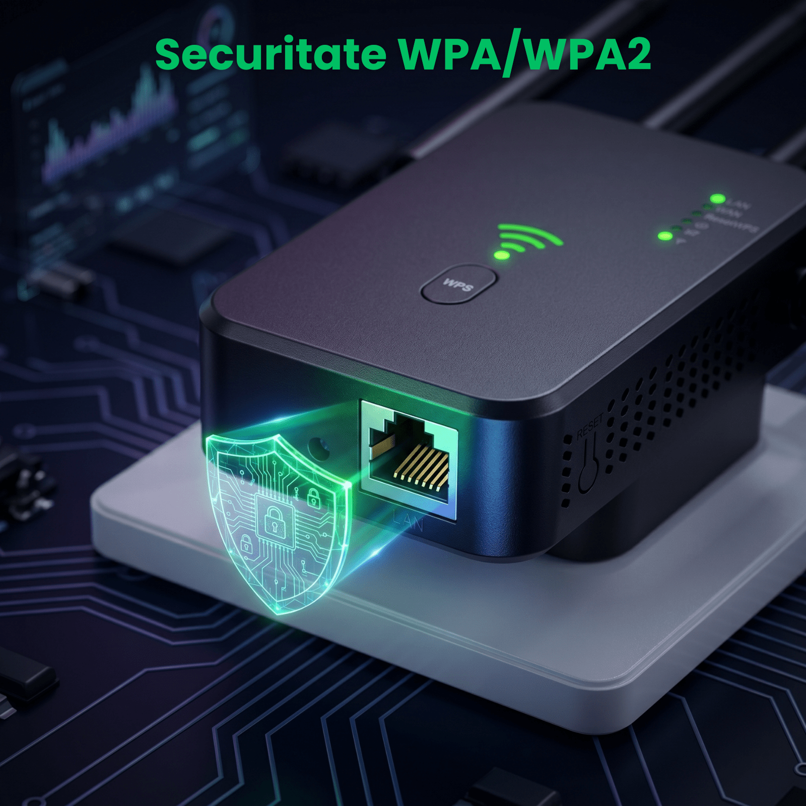 Range Extender WIFI HASEPE® 1200M Dual Band, Repeater WIFI Semnal, Amplificator WIFI Cu Acoperire Extinsa, Range Extender WIFI Cu Protectie, Repeater WIFI Casa Birou, Amplificator WIFI Stabil, Design - HASEPE