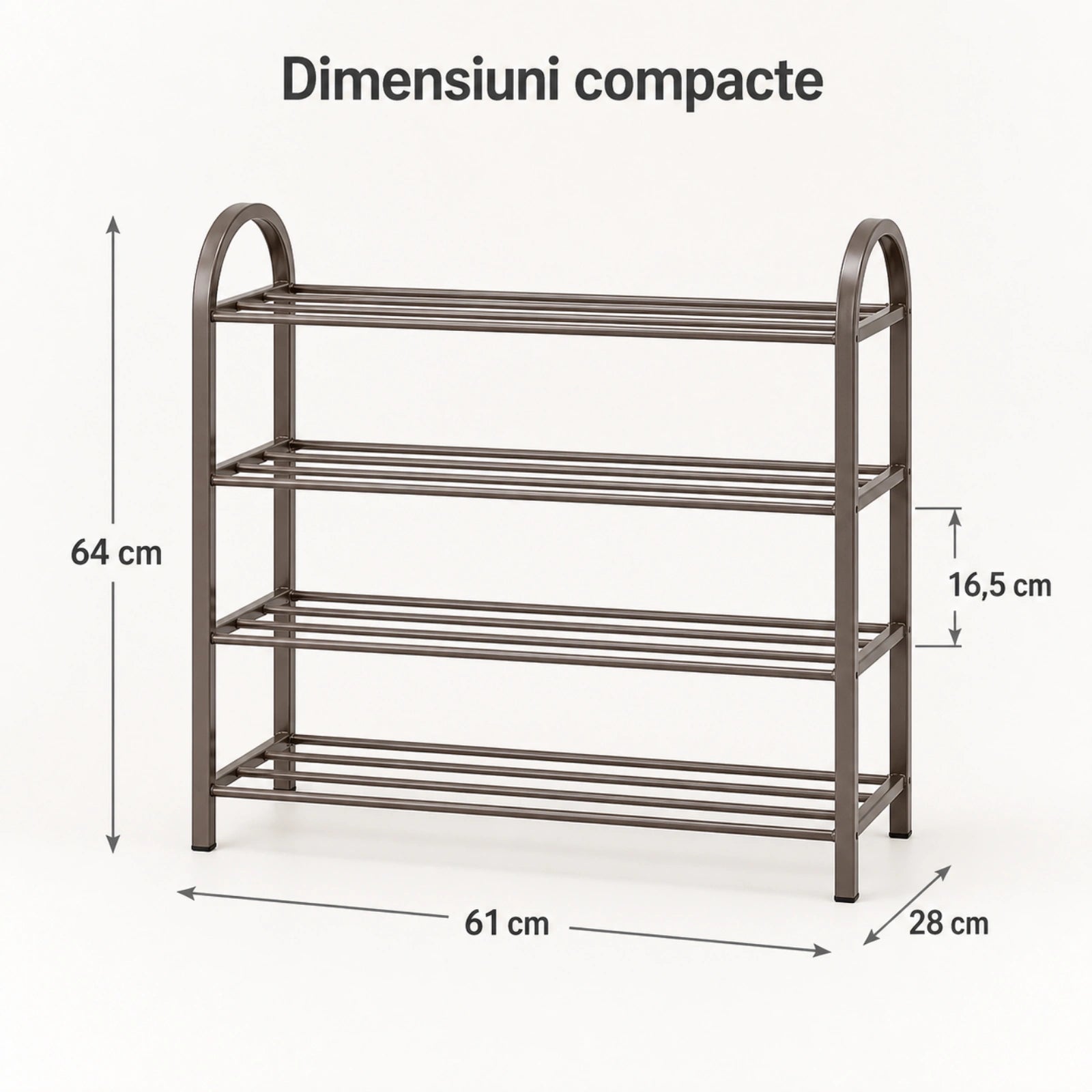 Dulap Pantofi HASEPE® Cu 4 Rafturi Metalice, Organizator Pantofi 61x28x64cm