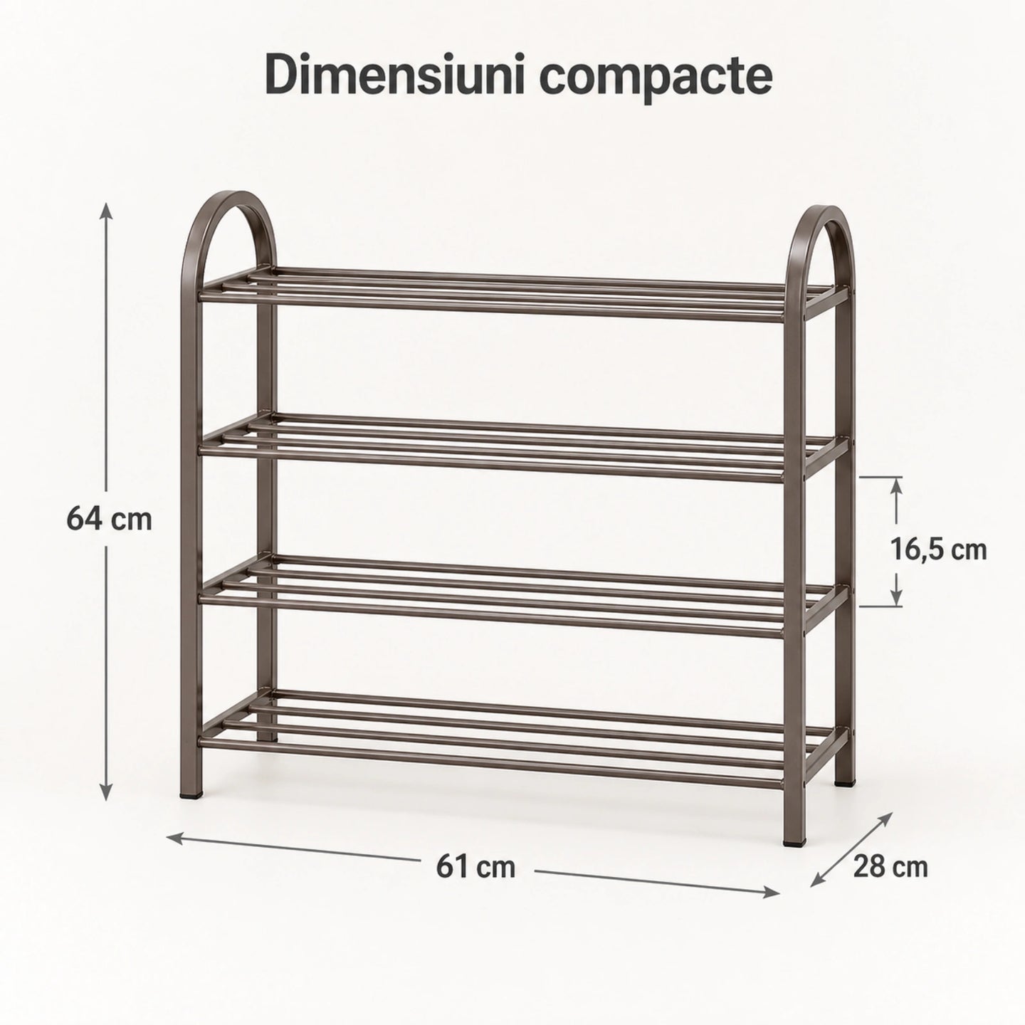Dulap Pantofi HASEPE® Cu 4 Rafturi Metalice, Organizator Pantofi 61x28x64cm