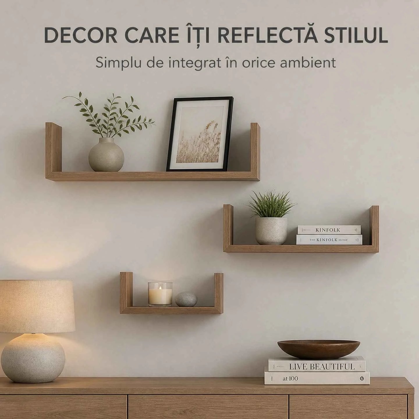 Set 3 Rafturi De Perete HASEPE®, Set 3 Rafturi Suspendate Maro, Rafturi Decorative Cu Suporturi Ascunse