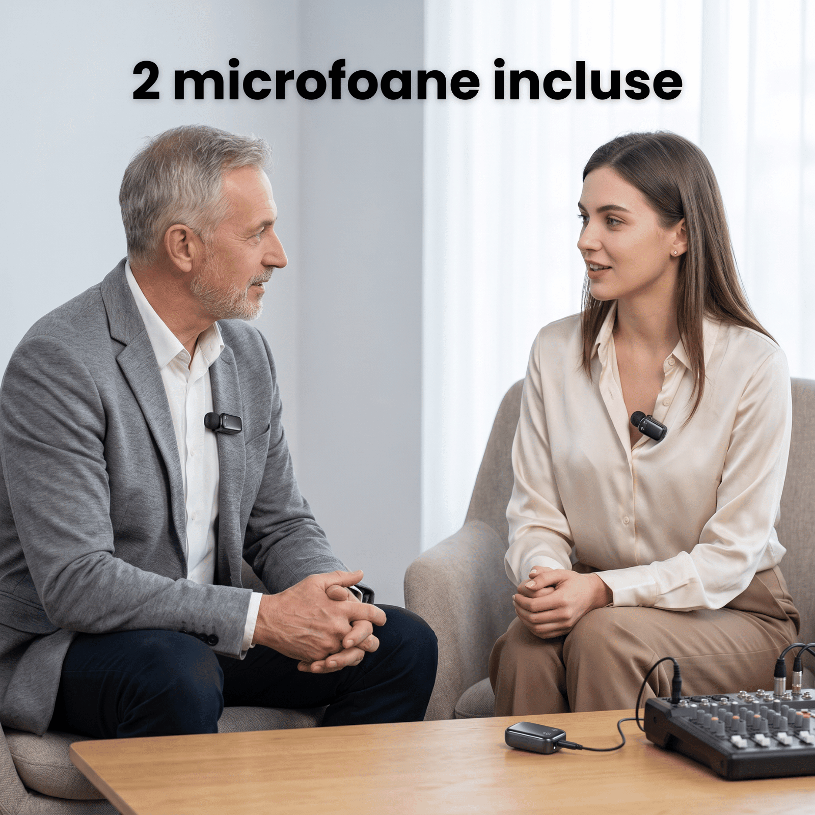 Microfon Lavaliera Wireless HASEPE® Mini Microfon Wireless Cu Reducere Zgomot, Microfon Lavaliera Pentru iPhone Android iPad, Microfon Wireless 2.4GHz, USB - C Lightning, Microfon Lavaliera Pentru Podca - HASEPE