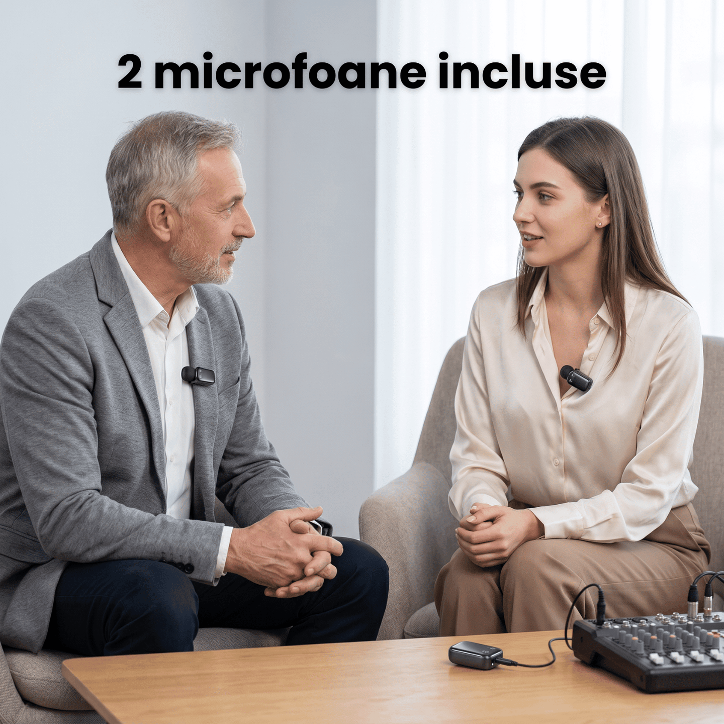 Microfon Lavaliera Wireless HASEPE® Mini Microfon Wireless Cu Reducere Zgomot, Microfon Lavaliera Pentru iPhone Android iPad, Microfon Wireless 2.4GHz, USB - C Lightning, Microfon Lavaliera Pentru Podca - HASEPE