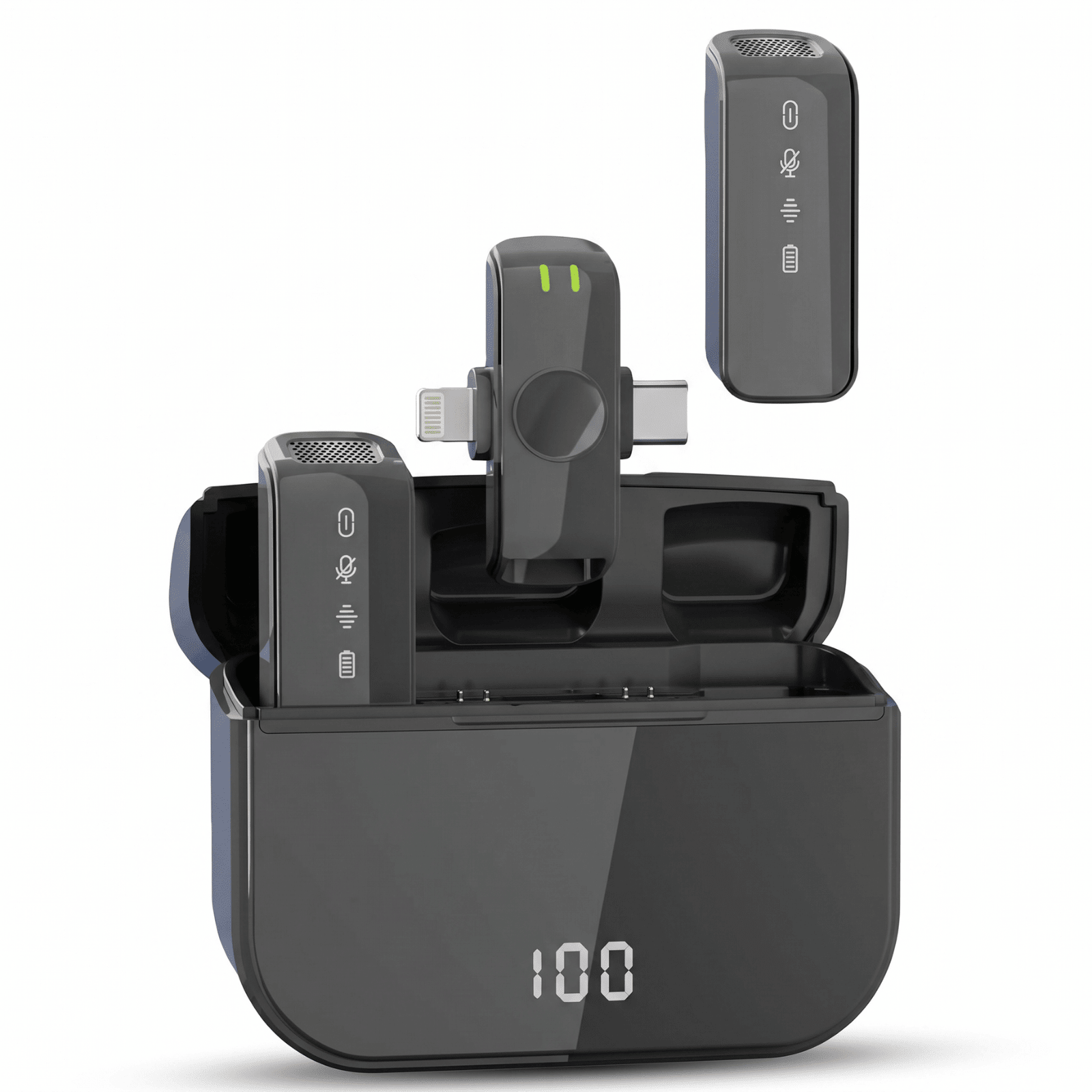 Set 2 Microfoane Lavaliera Wireless HASEPE®, Microfon Lavaliera Dual Lightning USB - C, Lavaliera Wireless Cu Reducere Zgomot CVC, 2.4G, Baterie 600mAh, Pentru Vlogging, Streaming, Interviuri, Compatib - HASEPE