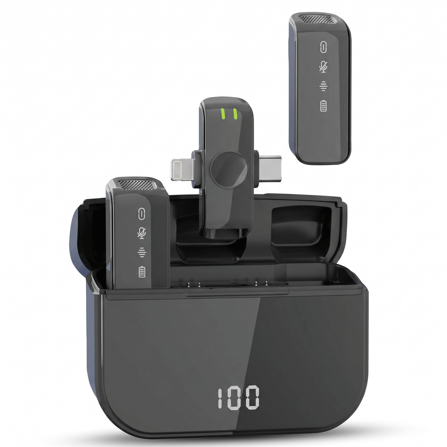 Set 2 Microfoane Lavaliera Wireless HASEPE®, Microfon Lavaliera Dual Lightning USB - C, Lavaliera Wireless Cu Reducere Zgomot CVC, 2.4G, Baterie 600mAh, Pentru Vlogging, Streaming, Interviuri, Compatib - HASEPE
